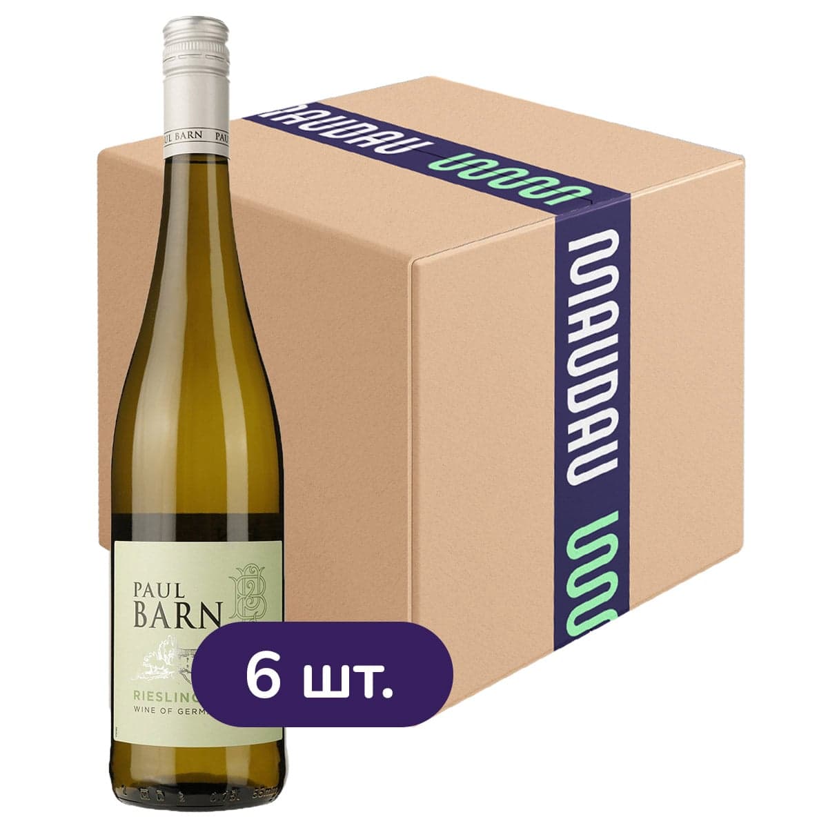 Упаковка вина Paul Barn Riesling Landwein Rhein біле напівсолодке 4.5 л (0.75 л х 6 шт.)