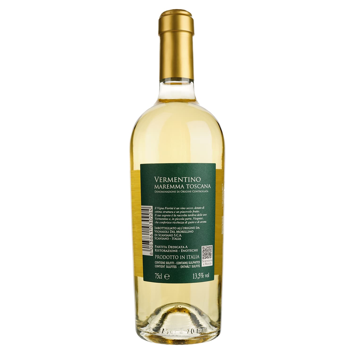 Вино Morellino di Scansano Vermentino Toscana, біле, сухе, 14%, 0,75 л