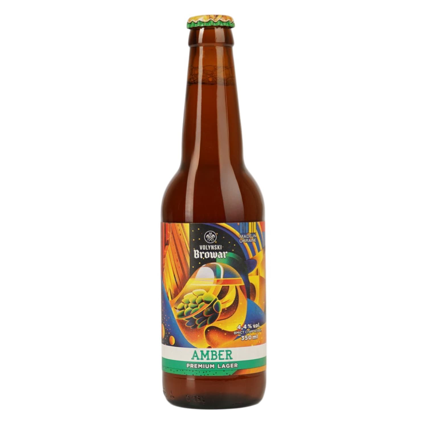 Пиво Volynski Browar Amber, світле, нефільтроване, 4,4%, 0,35 л