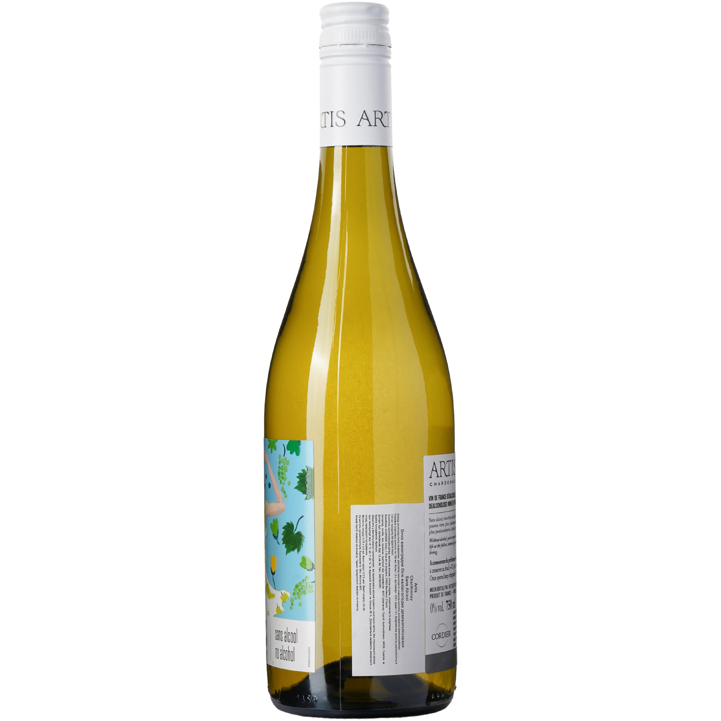 Вино безалкогольне Cordier Artis Chardonnay біле напівсолодке 0.75 л