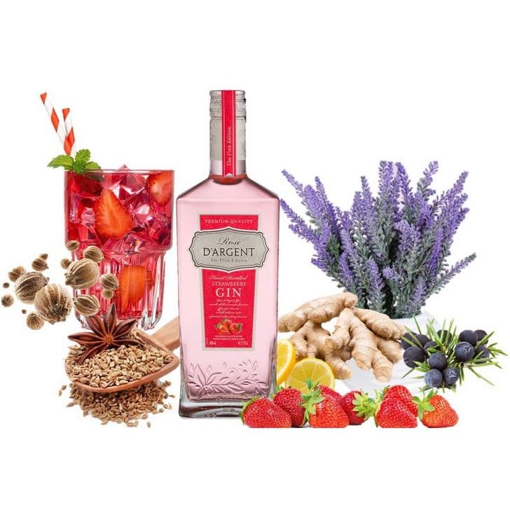 Джин D'Argent Rose Strawberry Gin 40% 0.7 л