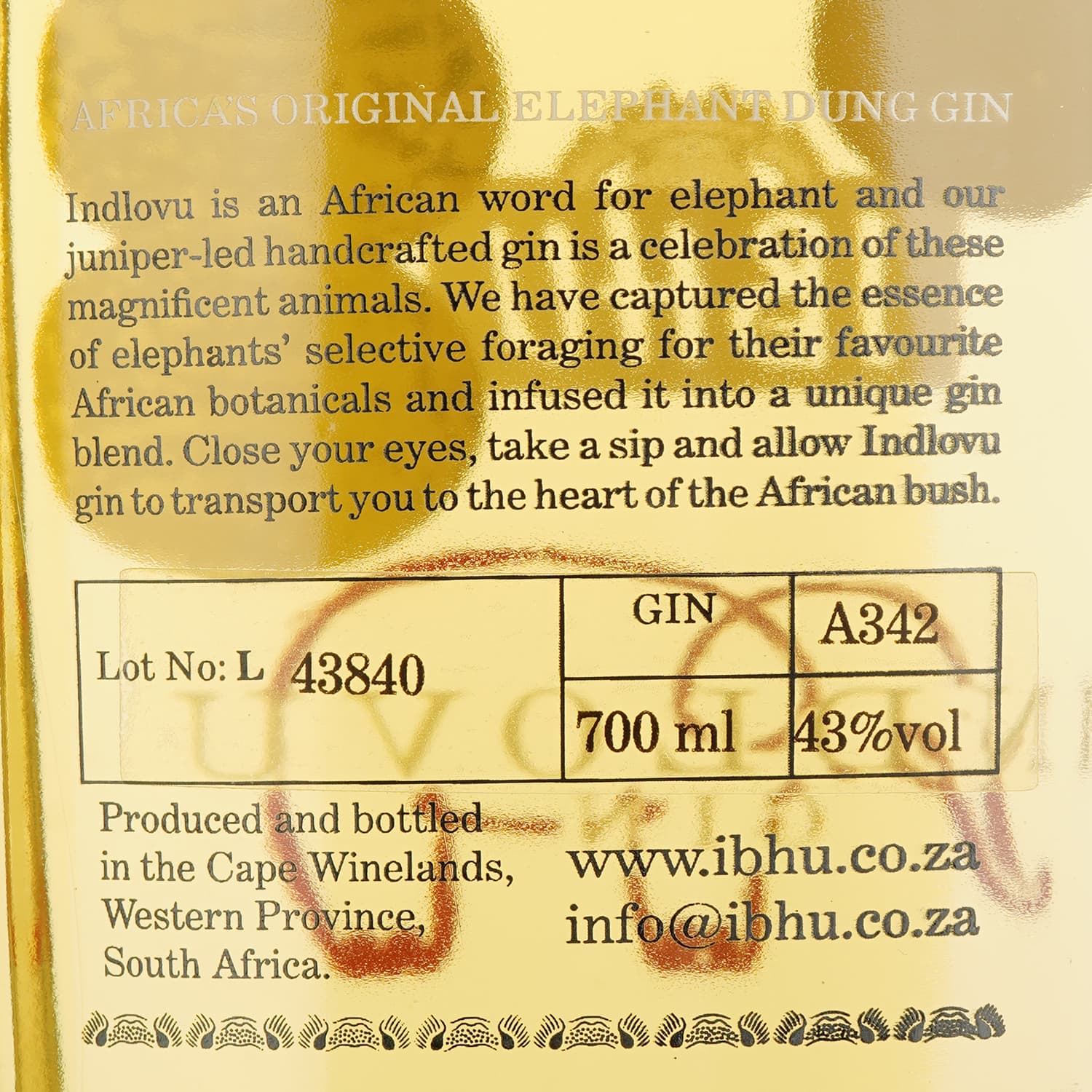 Уцінка. Джин Ibhu Indlovu Elephant-Foraged Botanicals Gin 43% 0.7 л