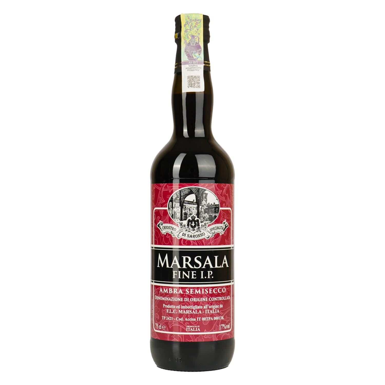 Вино Lazzaroni Marsala Fine Chiostro di Sarono червоне солодке, 0,75 л, 17,5%