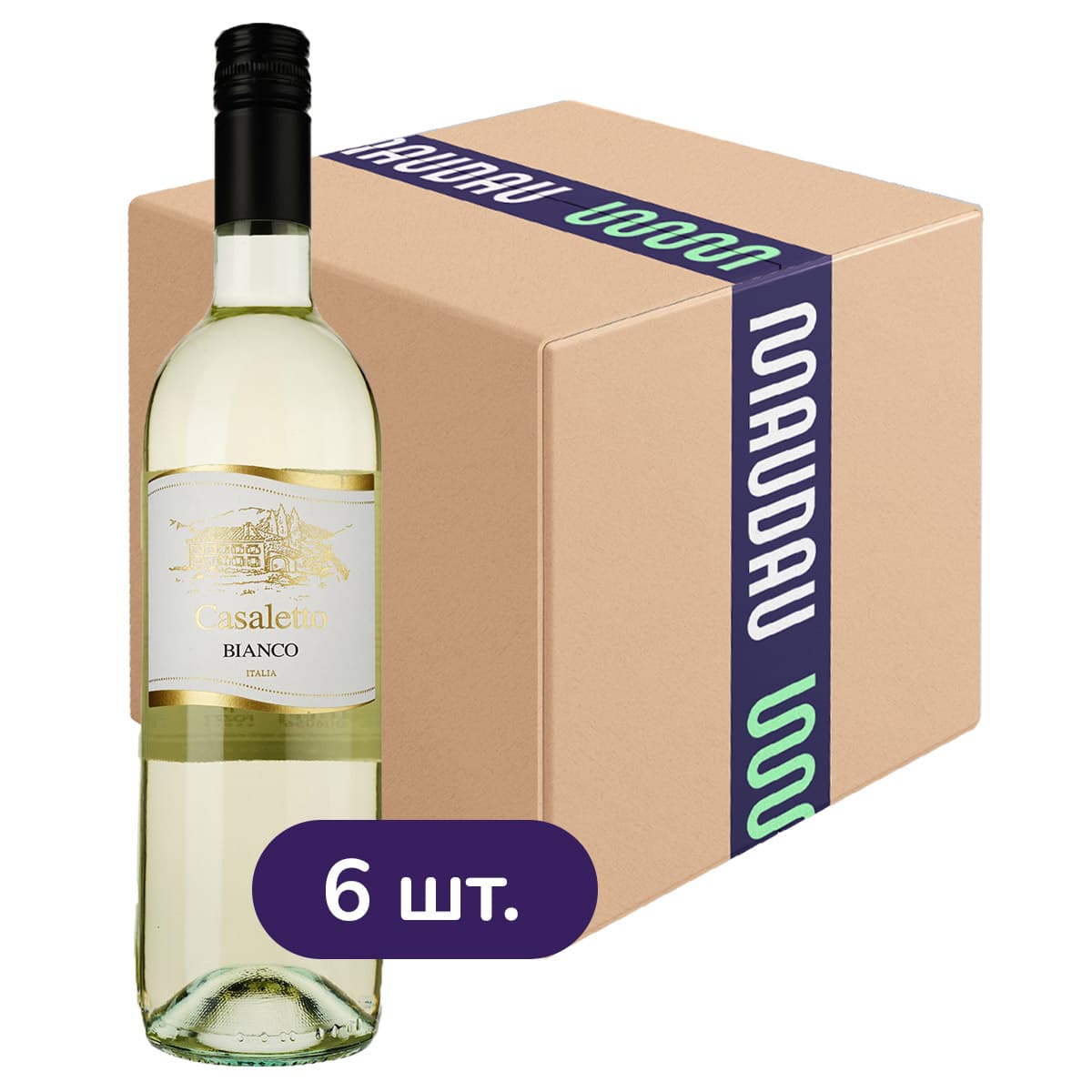Упаковка вина Casaletto Bianco біле сухе 4.5 л (0.75 л x 6 шт.)