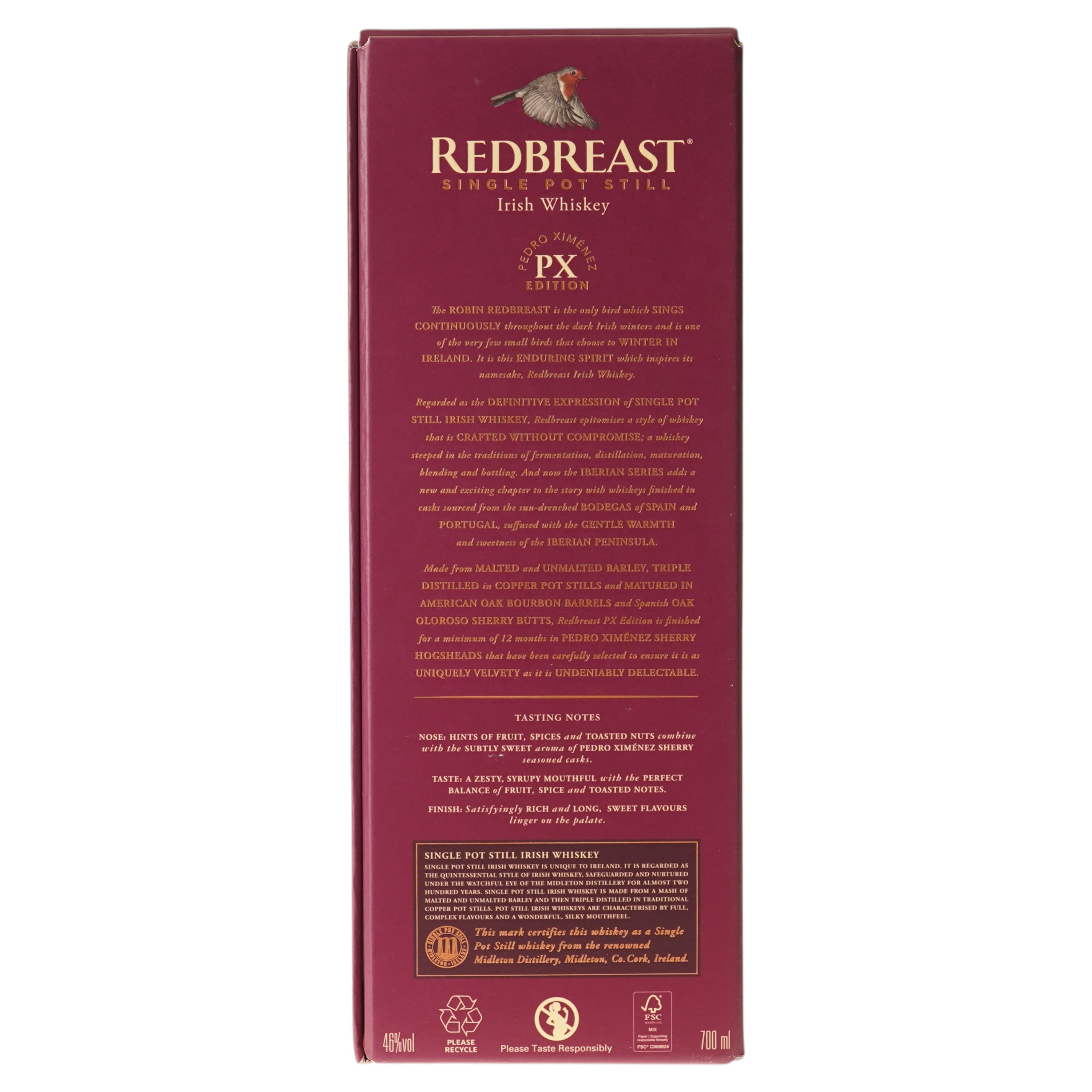 Віскі Redbreast Pedro Ximenez Edition Single Pot Still 46% 0.7 л