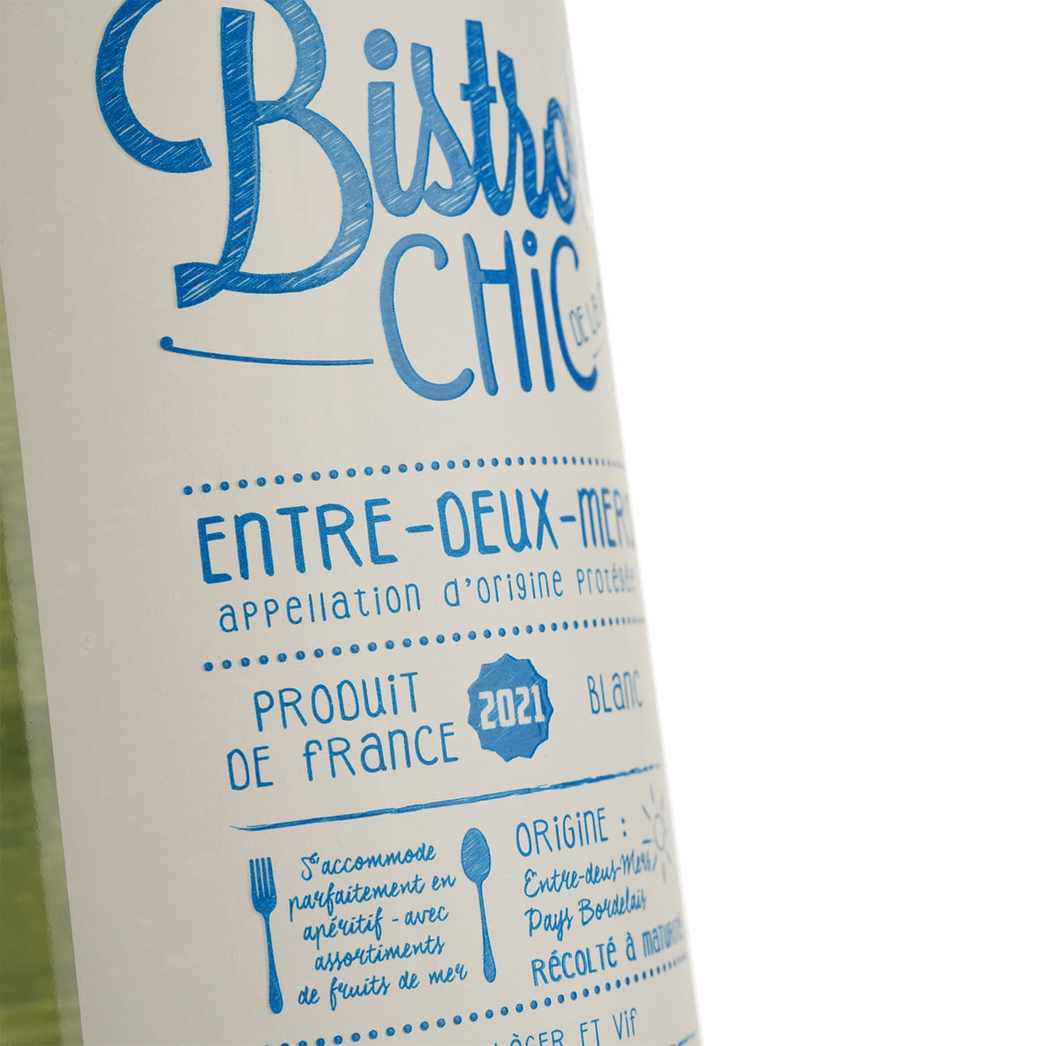 Вино Bistrot Chic de la Mer Blanc Entre Deux Mers, біле, сухе, 11,5%, 0,75 л (1313350)