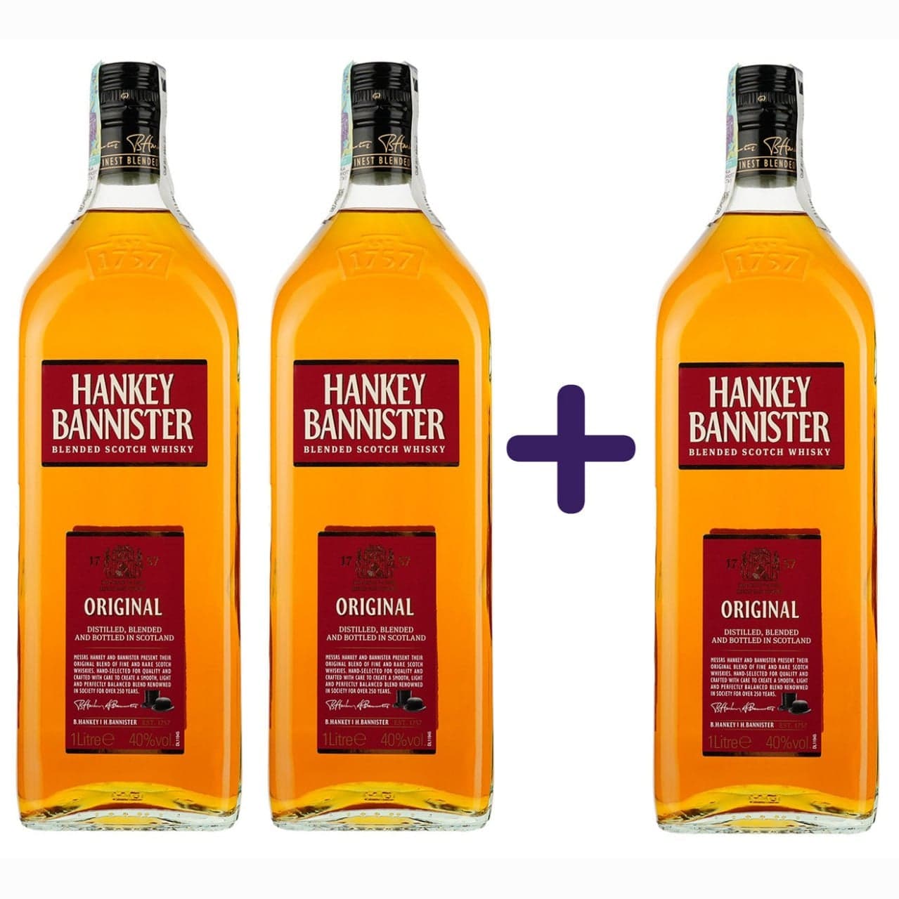 Віскі Hankey Bannister Original Blended Scotch Whisky 40% 3 л (3 шт. х 1 л)