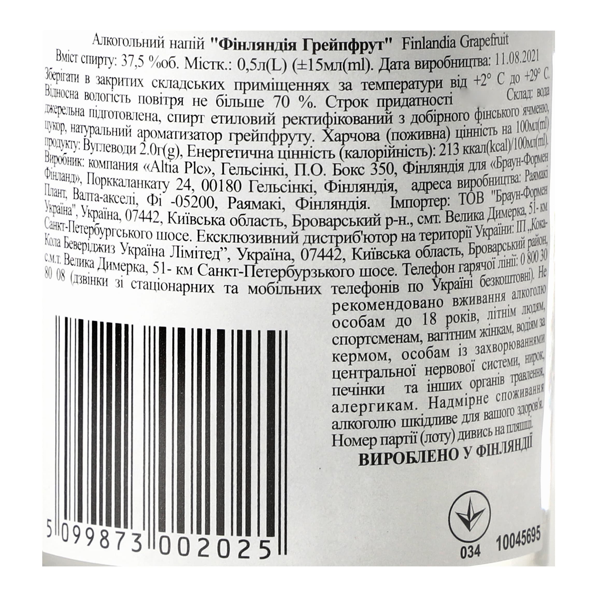 Горілка Finlandia Grapefruit 37.5 % 0.5 л
