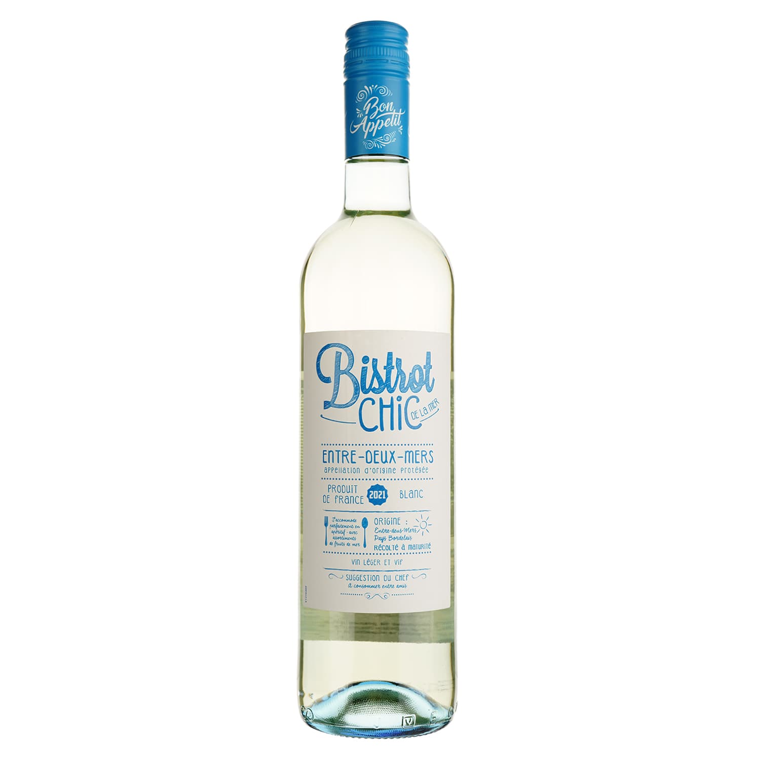 Вино Bistrot Chic de la Mer Blanc Entre Deux Mers, біле, сухе, 11,5%, 0,75 л (1313350)