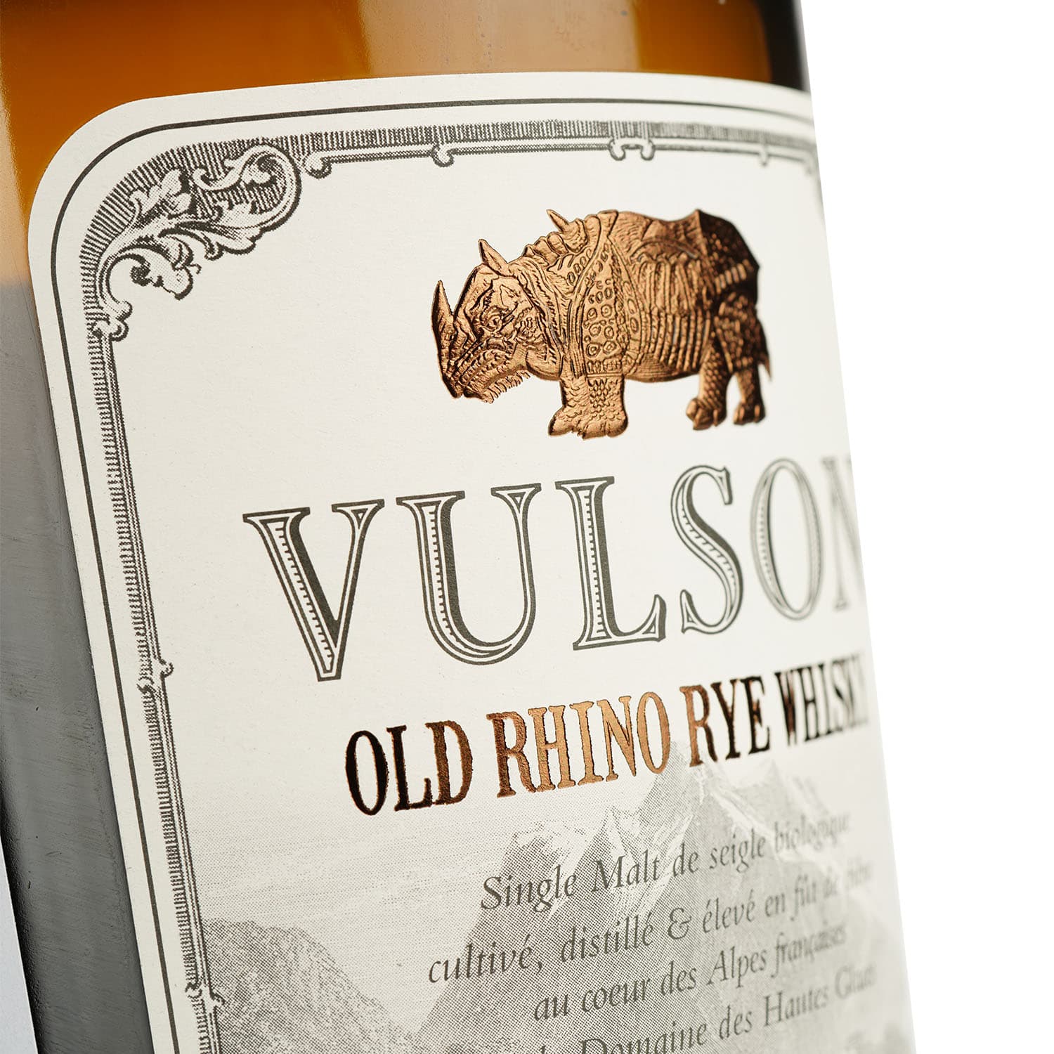 Віскі Vulson Old Rhino Rye Spirit Organic 45% 0.7 л в подарунковій упаковці
