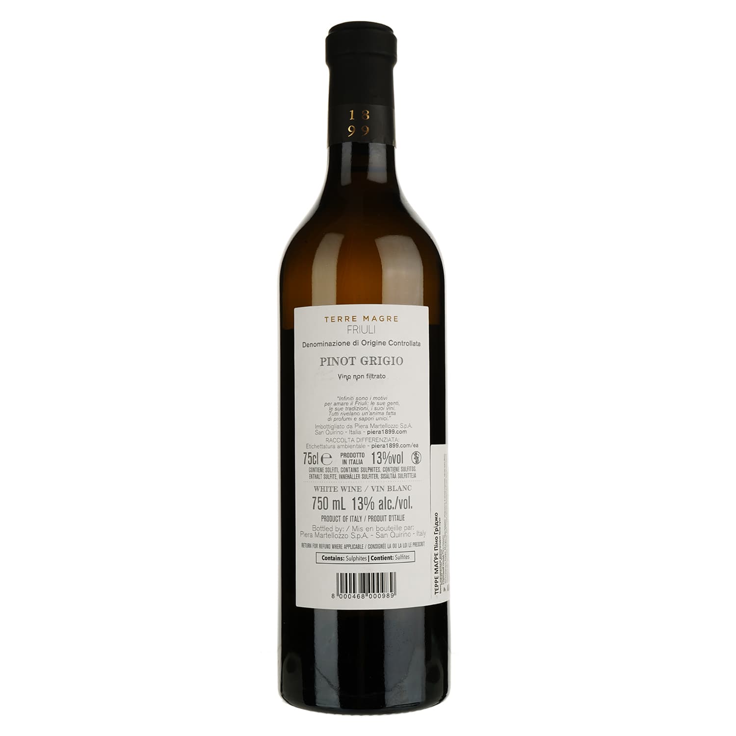 Вино Piera Martellozzo Terre Magre Pinot Grigio Friuli DOC біле сухе 0.75 л