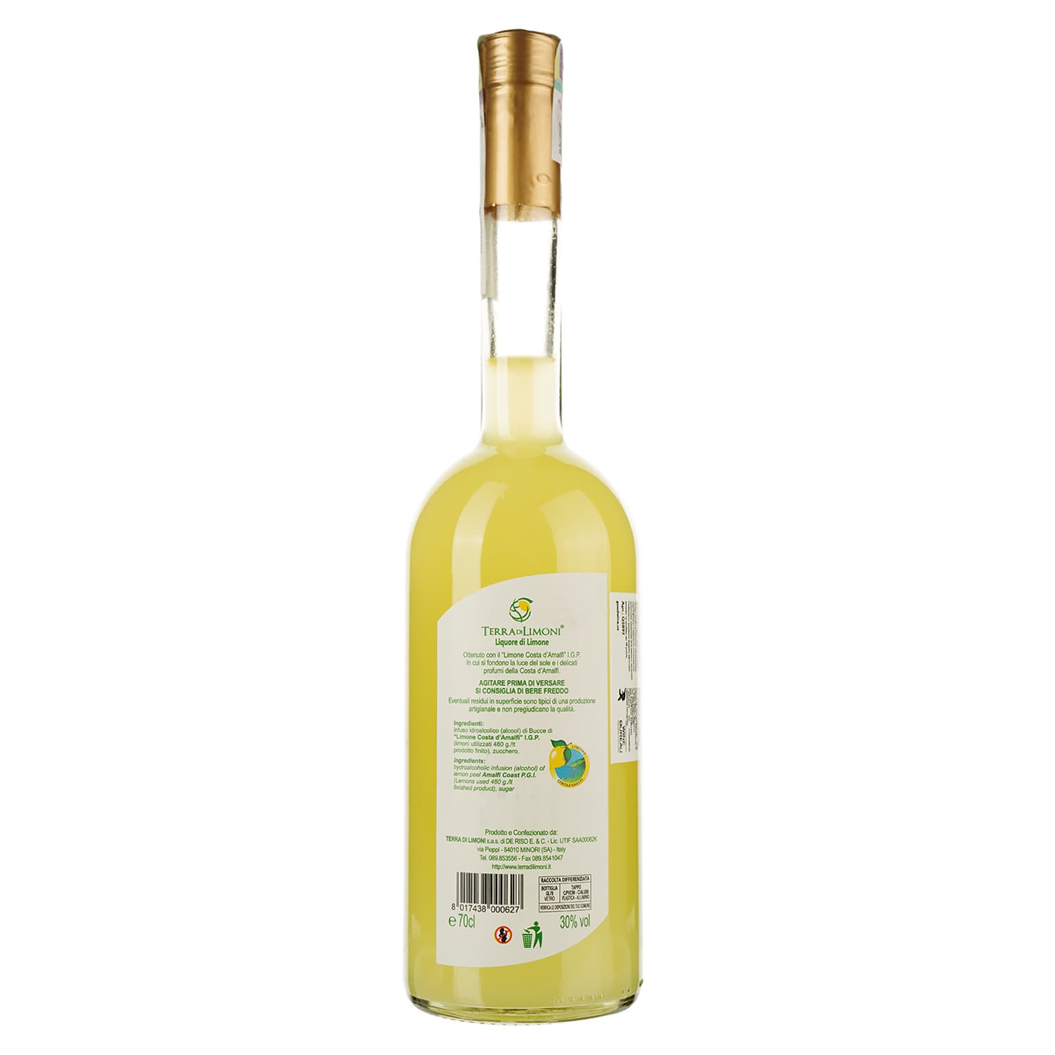 Лікер Terra di Limoni Liquore al limoncello Costa d'Amalfi, 30%, 0,7 л (Q5892)