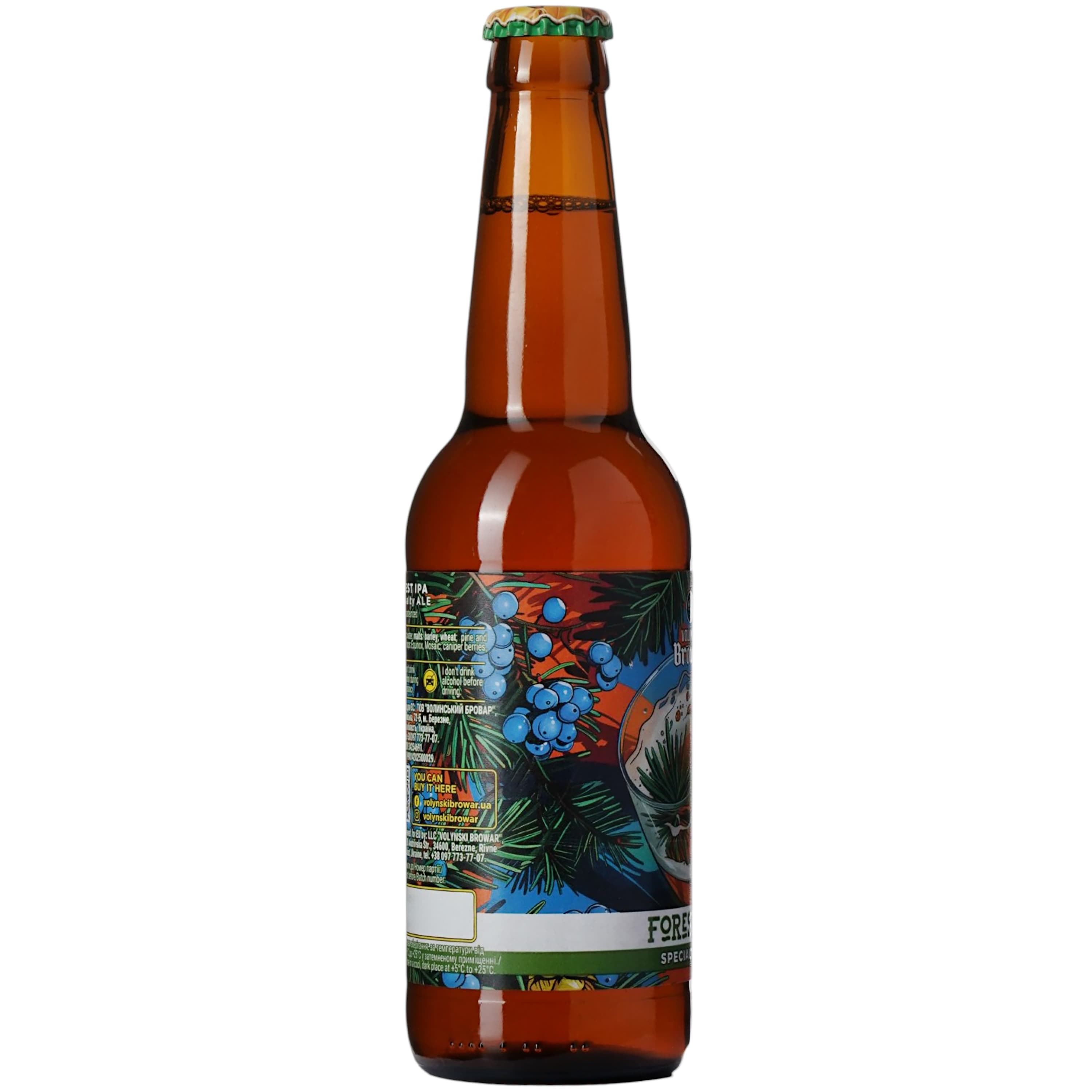 Пиво Volynski Browar Forest Ipa, світле, нефільтроване, 5,7%, 0,35 л