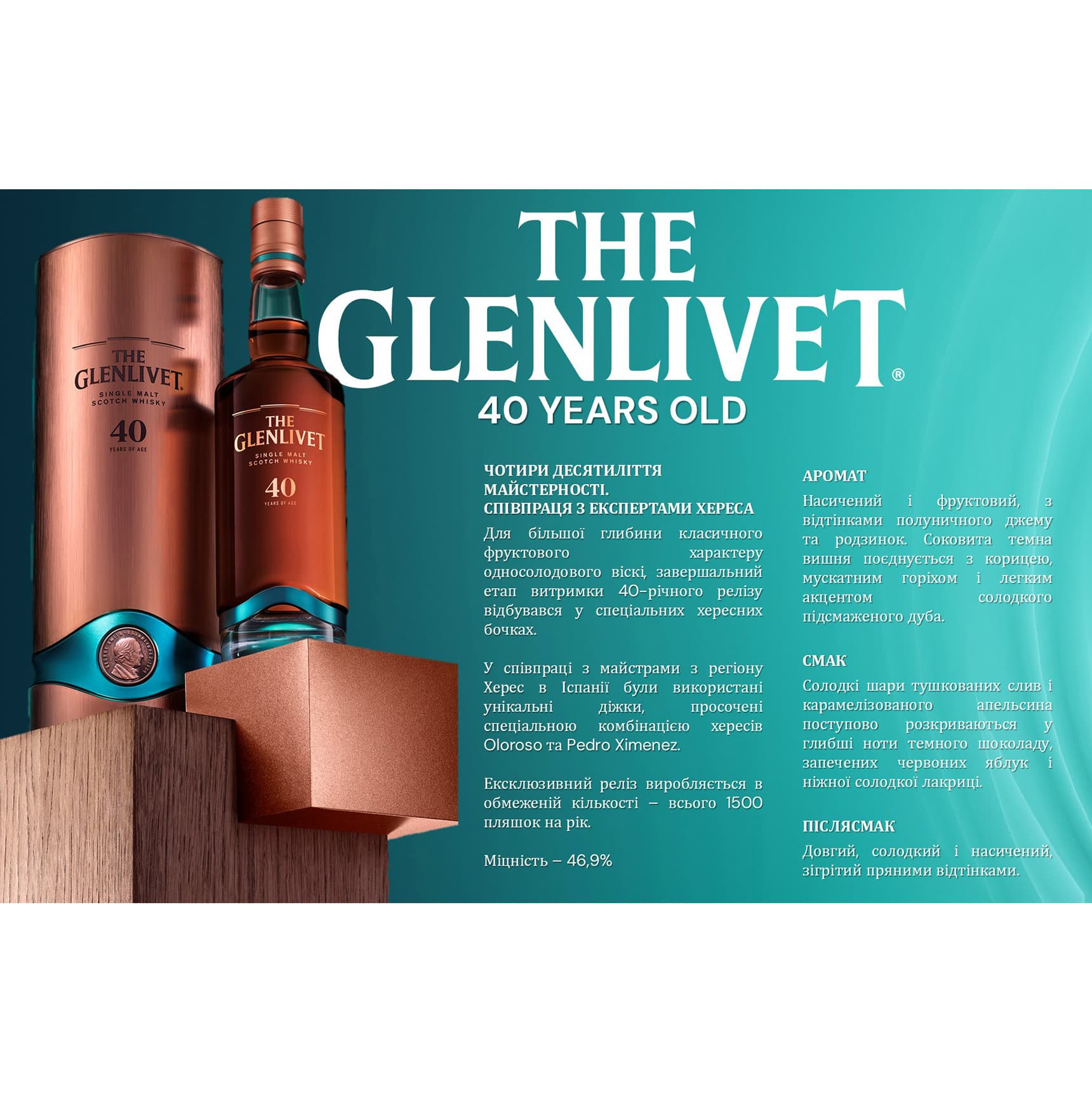 Віскі The Glenlivet 40 років витримки 46.9% 0.7 л (1) в престижній упаковці