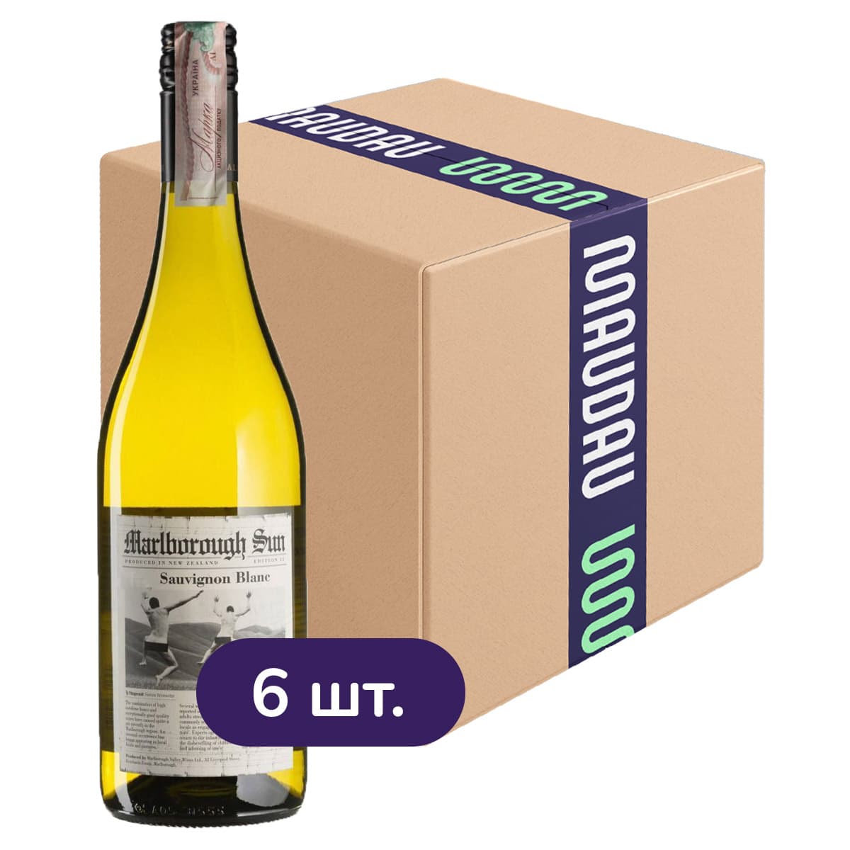 Упаковка вина Marlborough Sun Sauvignon Blanc біле сухе 4.5 л (0.75 л x 6 шт.)