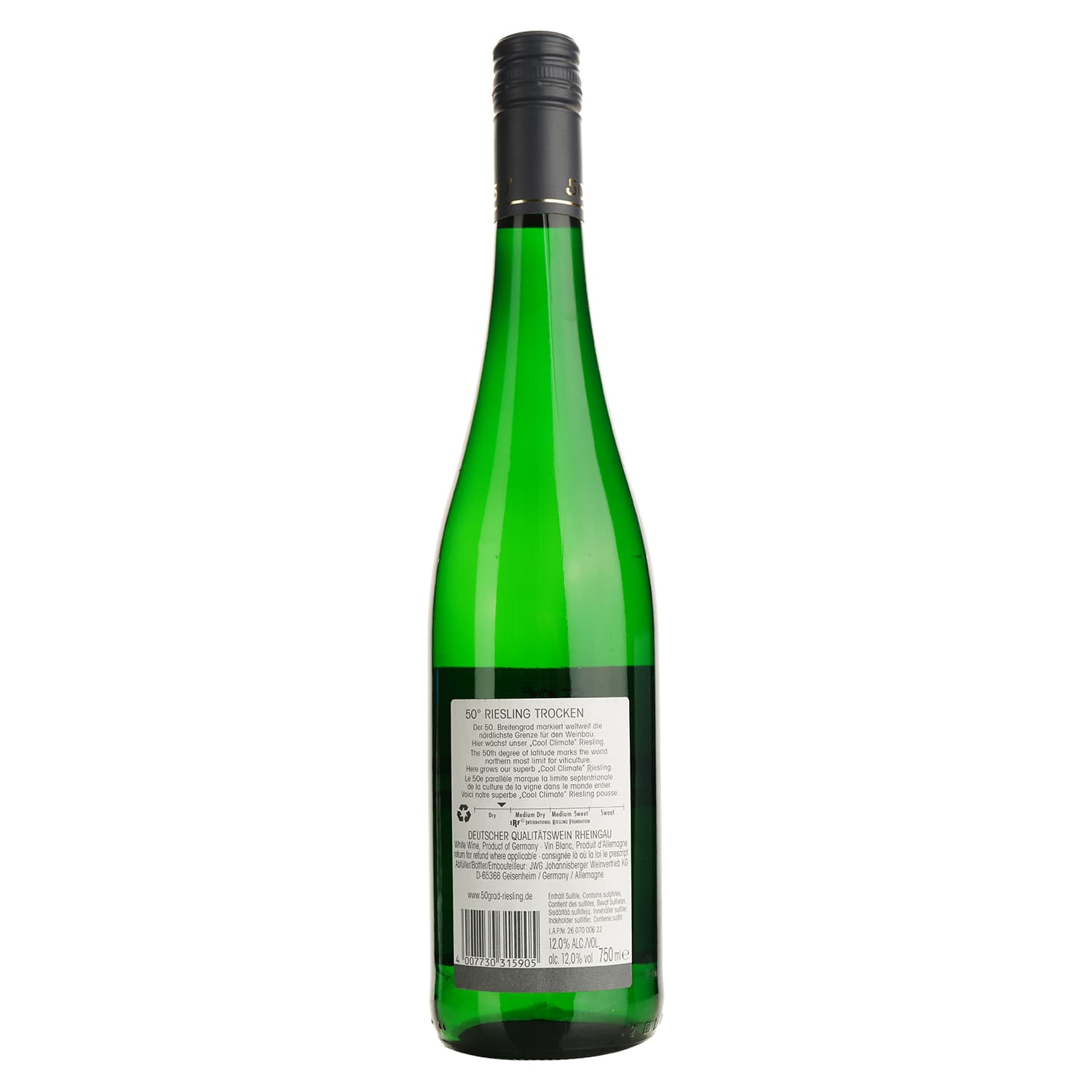 Вино 50° Parallel Riesling Trocken, біле, сухе, 12%, 0,75 л (21212)