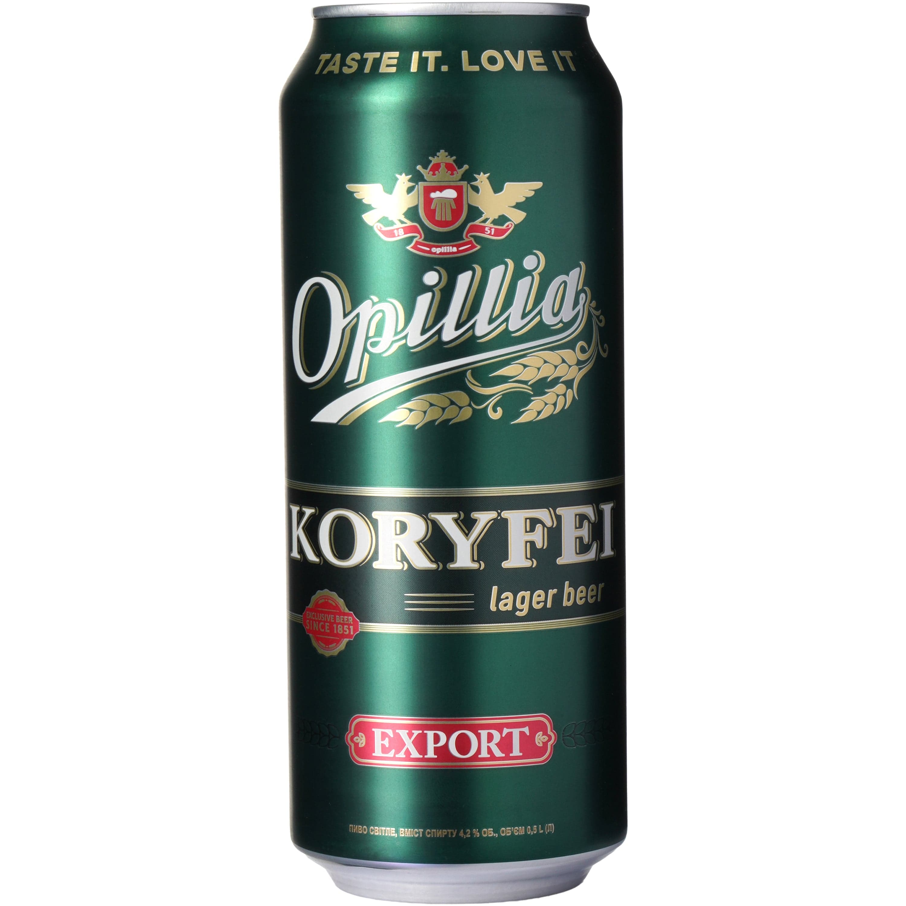 Пиво Опілля Koryfei Export, світле, фільтроване, 4.2% 0.5 л з/б