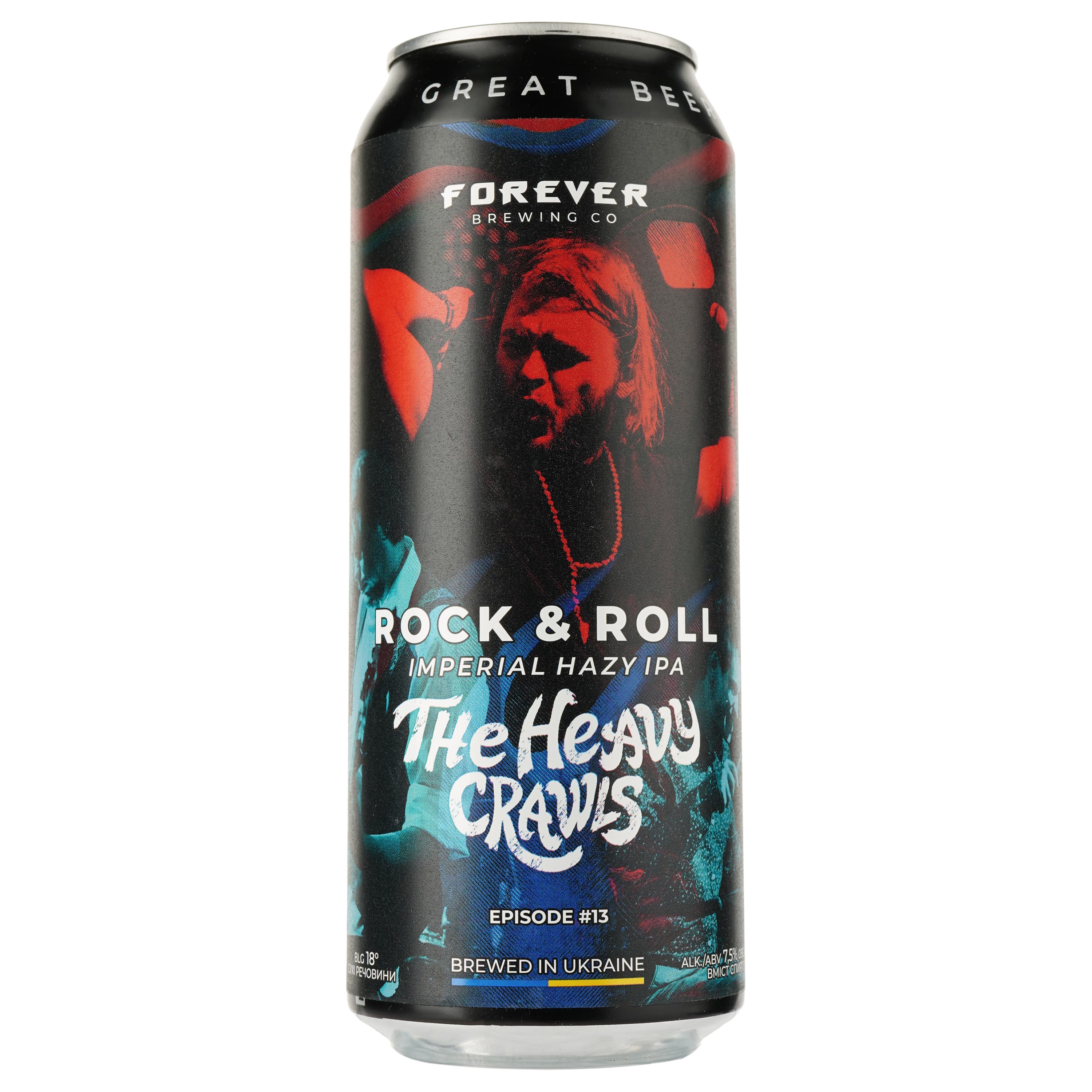 Пиво Forever Rock&Roll, світле, нефільтроване, 7,5%, з/б, 0,5 л
