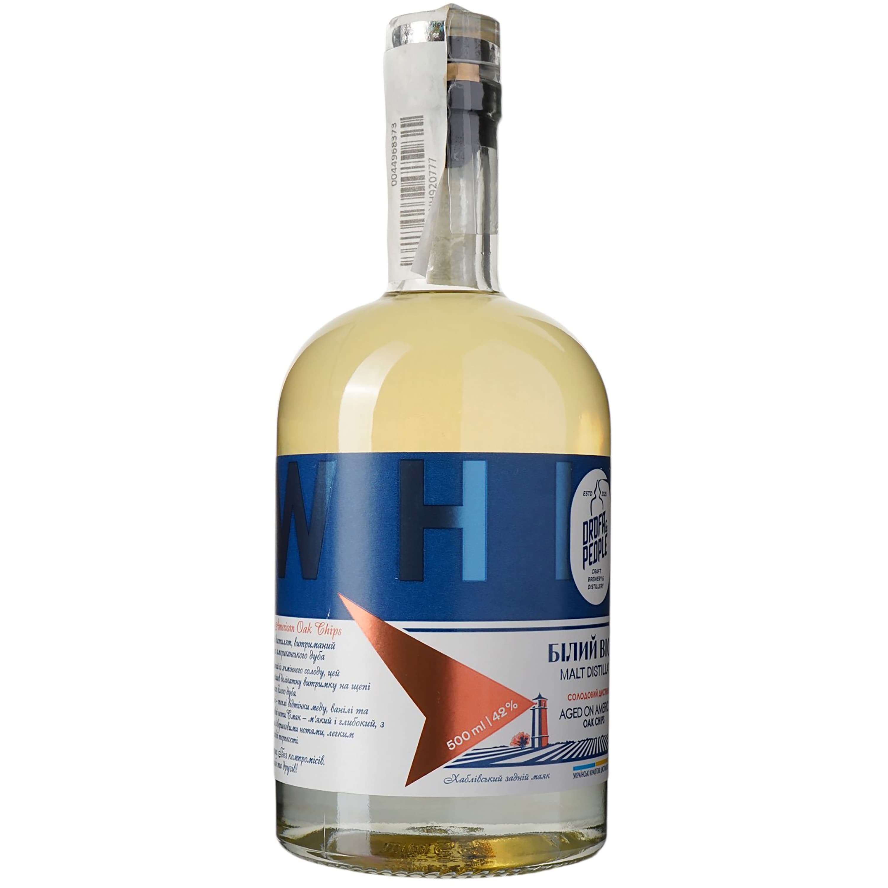 Солодовий дистилят Дрофа&Люди Білий Віскі Aged on American Oak Chips 42% 0.5 л