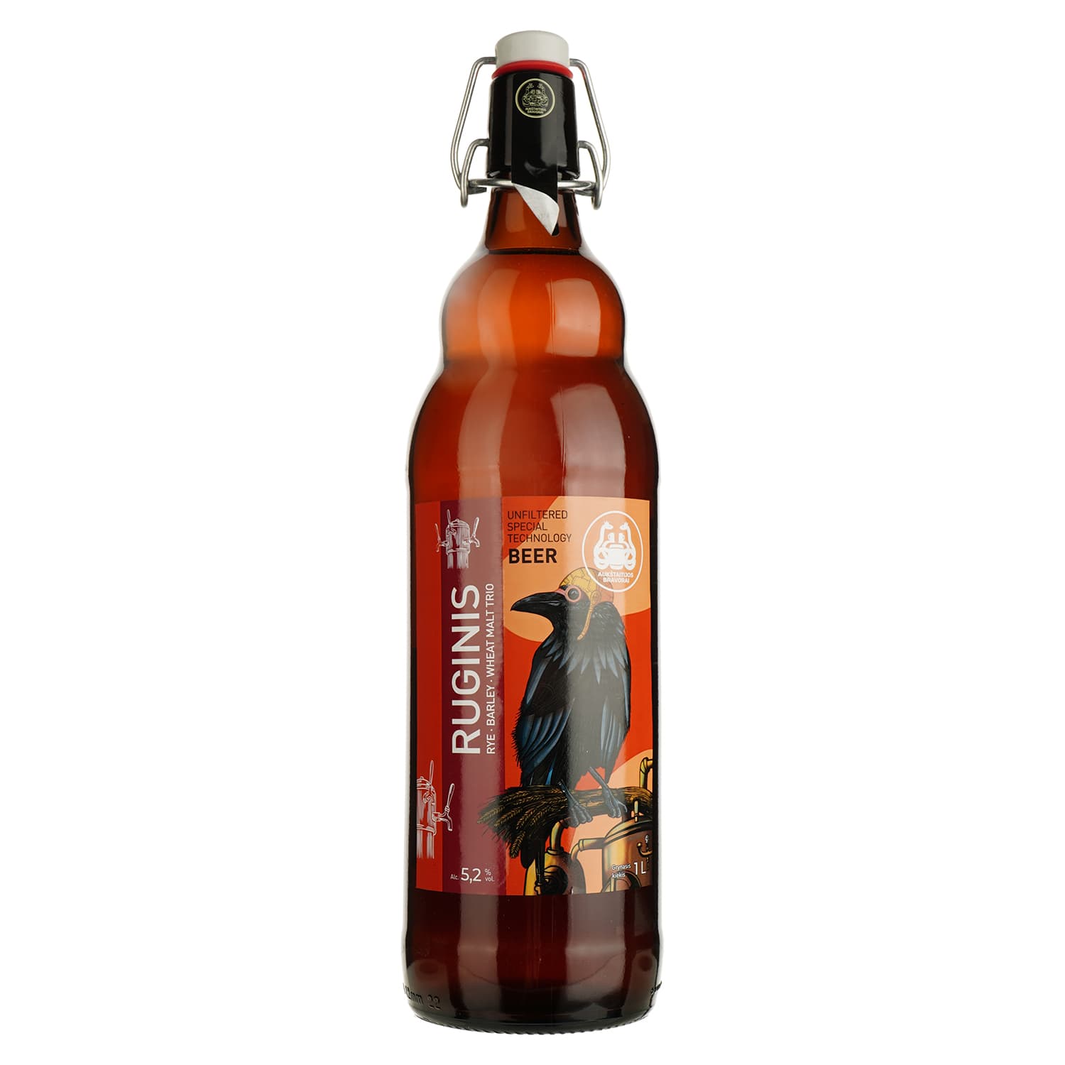 Пиво Aukstaitijos Bravorai Ruginis світле 5.2% 1 л