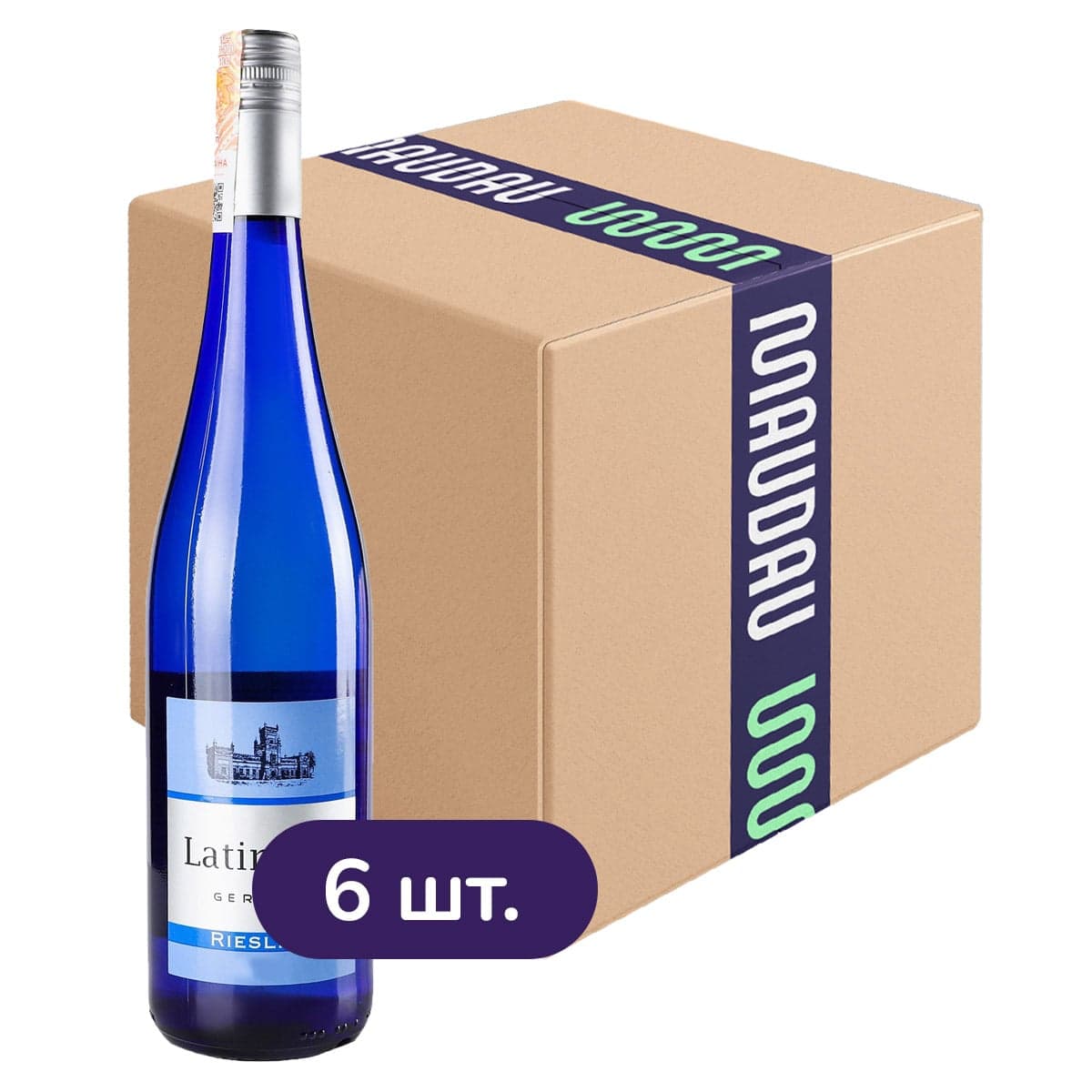 Упаковка вина Latinium Riesling напівсолодке біле 9.5% 4.5 л (0.75 л x 6 шт.)