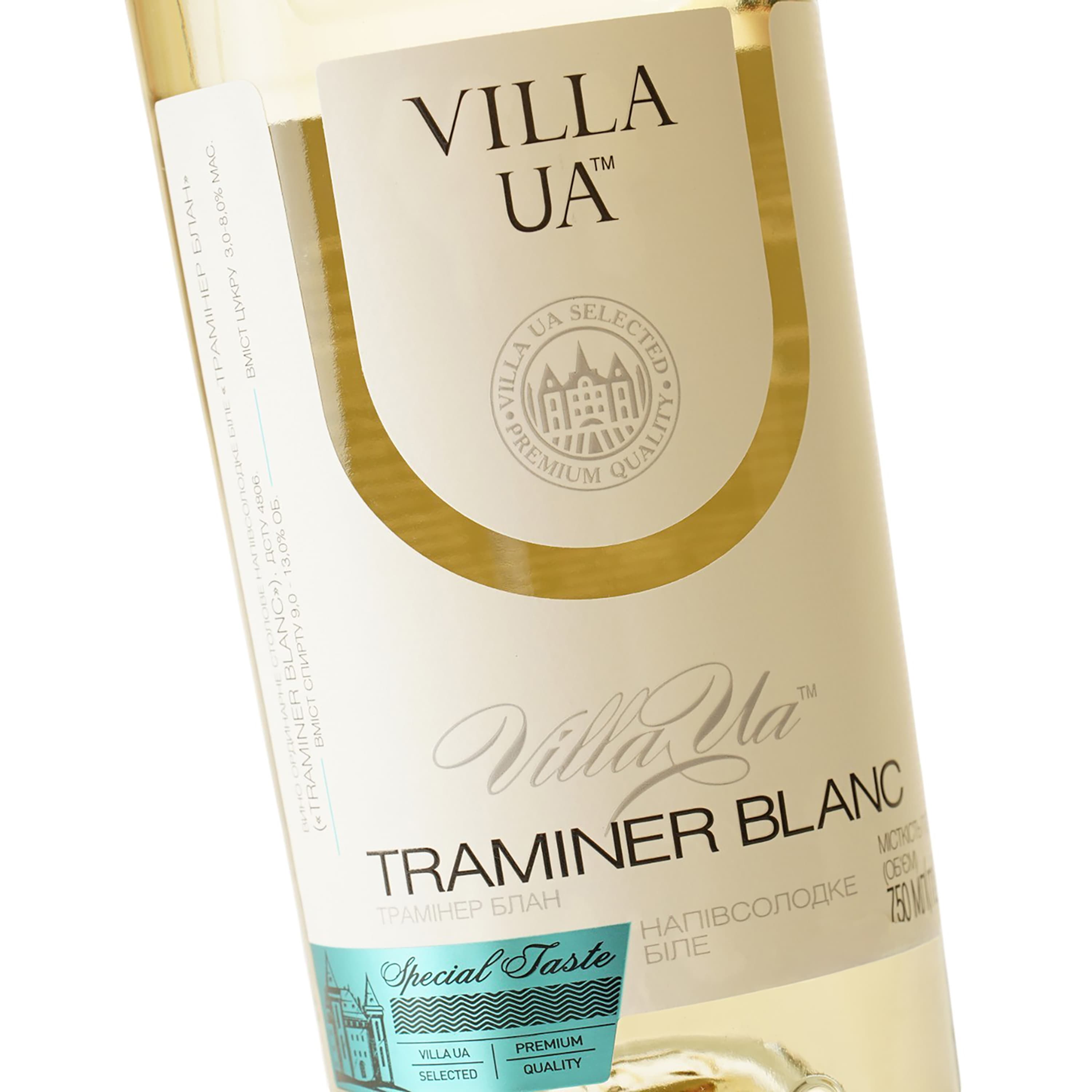 Вино Villa UA Traminer Blanc біле напівсолодке 0.75 л
