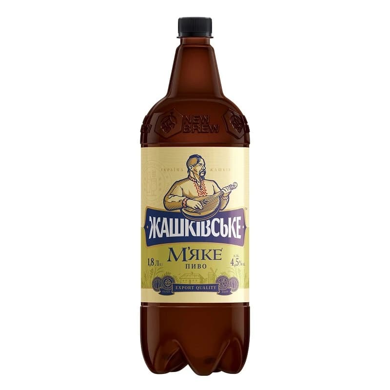 Пиво Жашківське М'яке, світле, фільтроване, 4,5%, 1,8 л