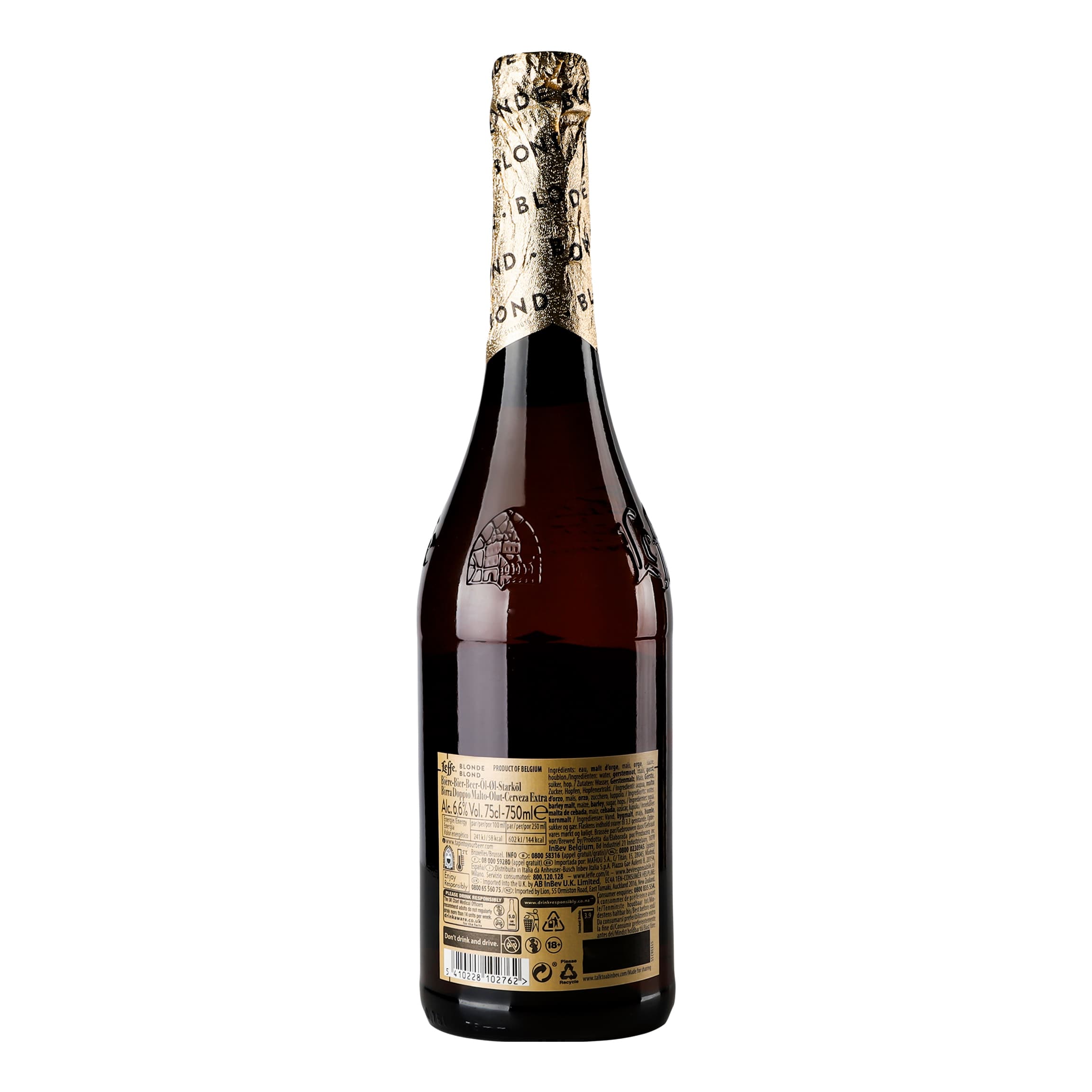 Пиво Leffe Blonde, світле, фільтроване, 6,6%, 0,75 л (639835)