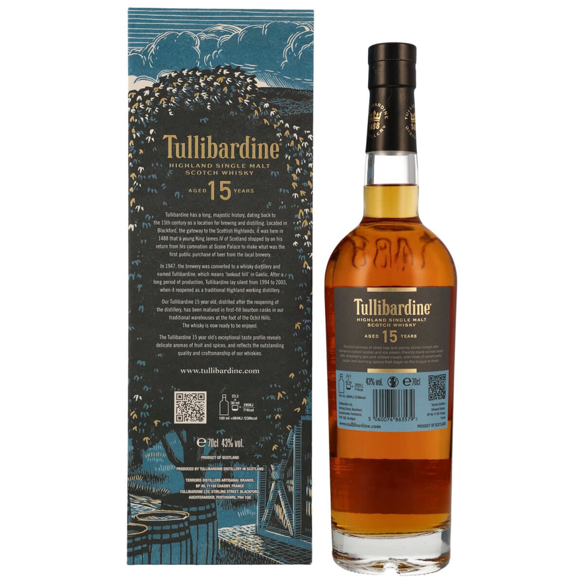 Віскі Tullibardine 15 yo Single Malt Scotch Whisky 43% 0.7 л