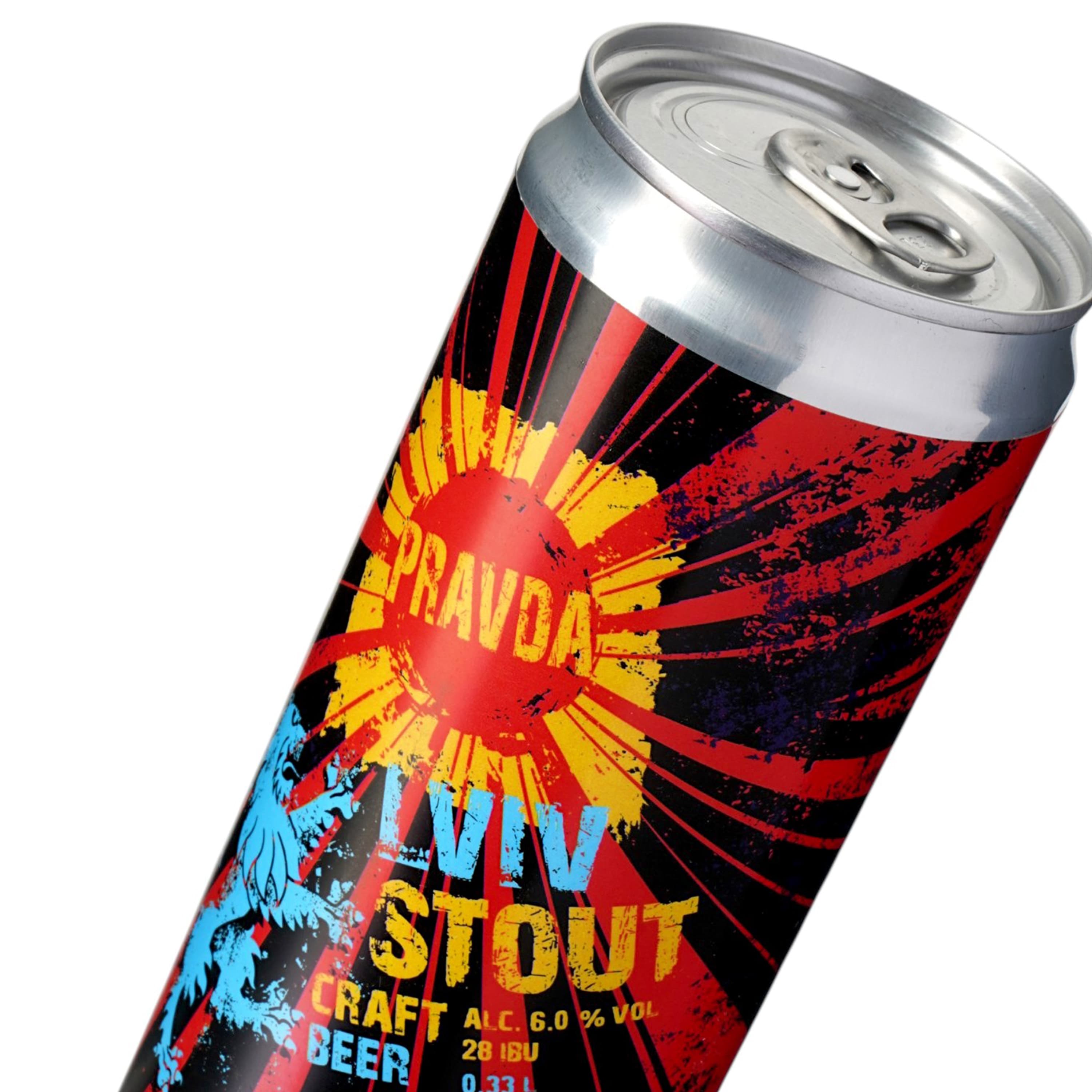 Пиво Правда Lviv Stout, темне, нефільтроване, 6%, з/б, 0,33 л (912530)