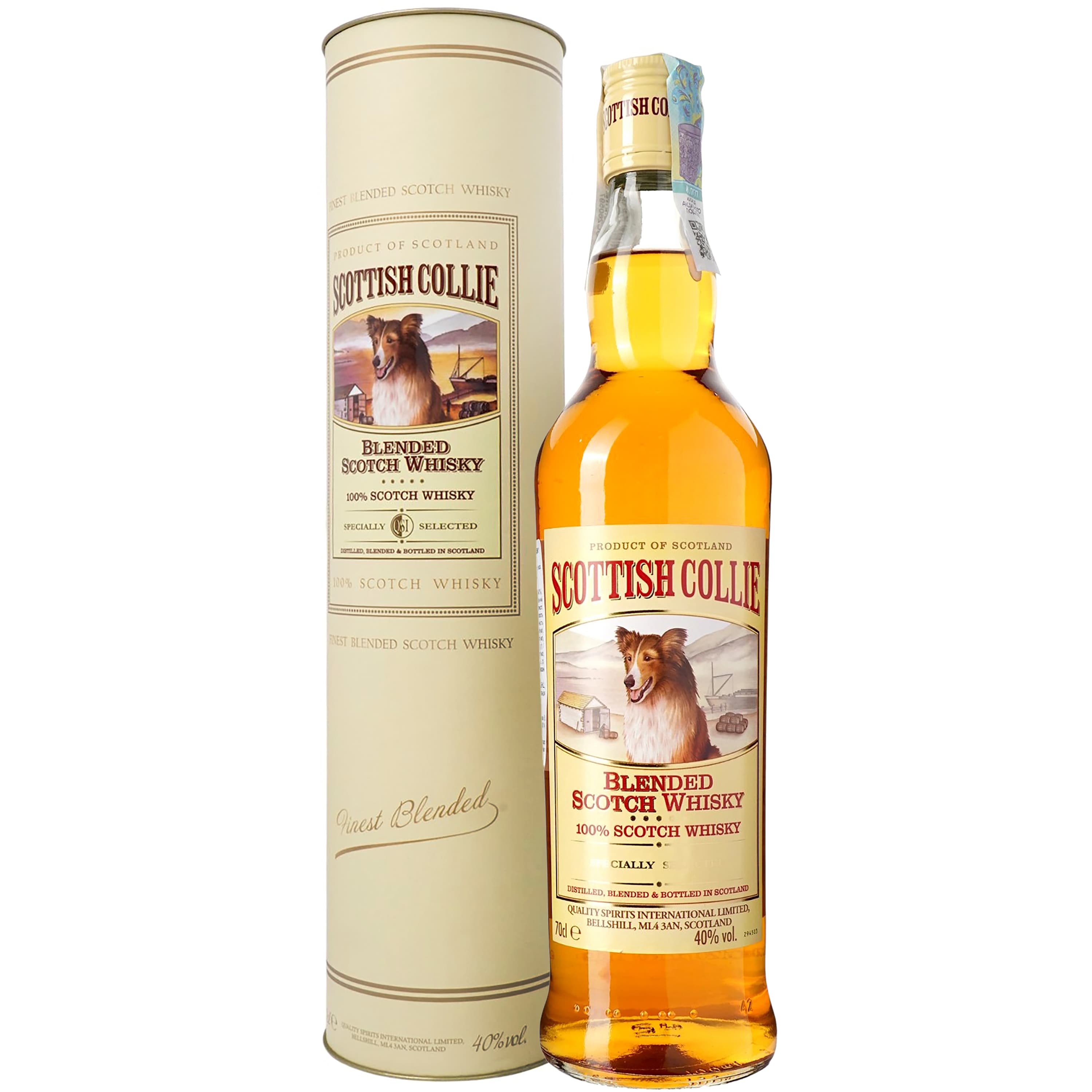 Віскі Scottish Collie Blended Scotch Whisky 40% 0.7 л у тубусі