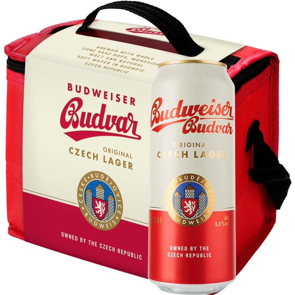 Набiр пива Budweiser Original 5% (8 шт. по 0.5 л з/б) + термосумка