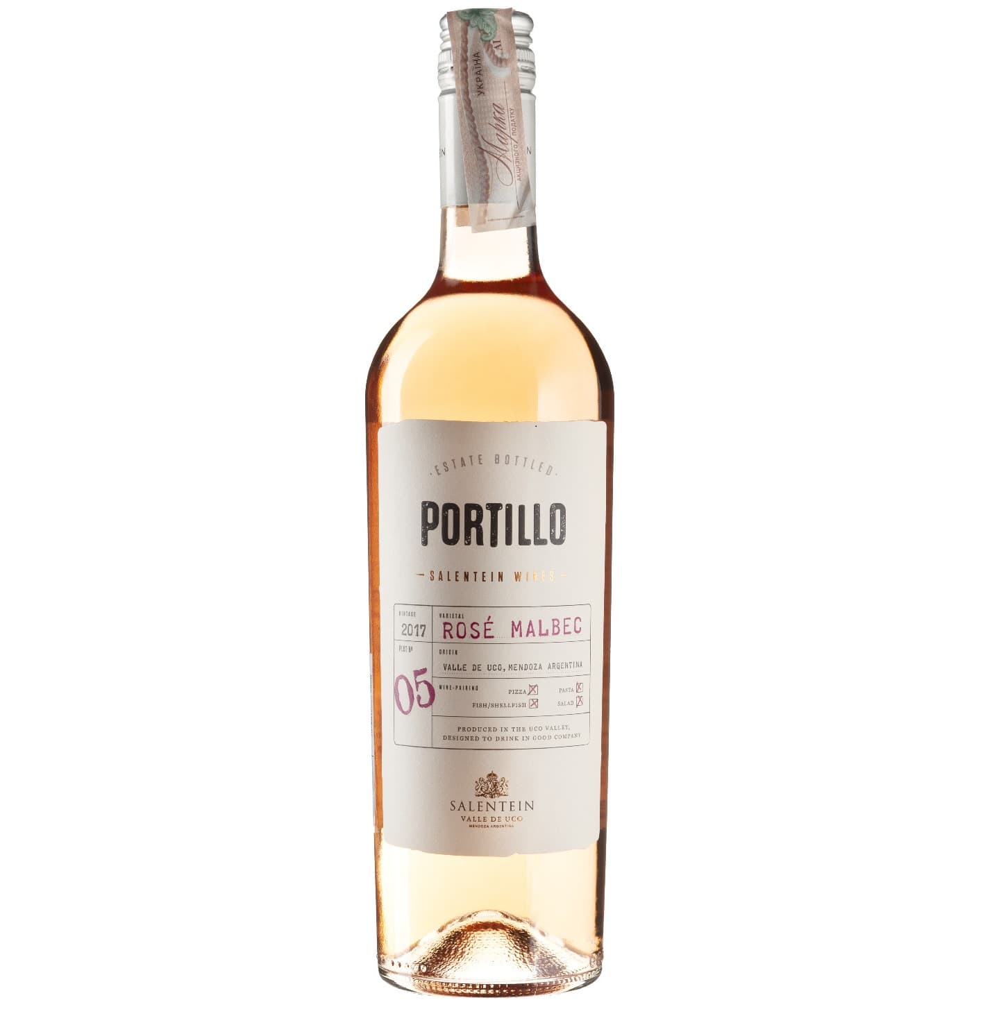 Вино Portillo Rose Malbec, рожеве, сухе, 13%, 0,75 л (7084)