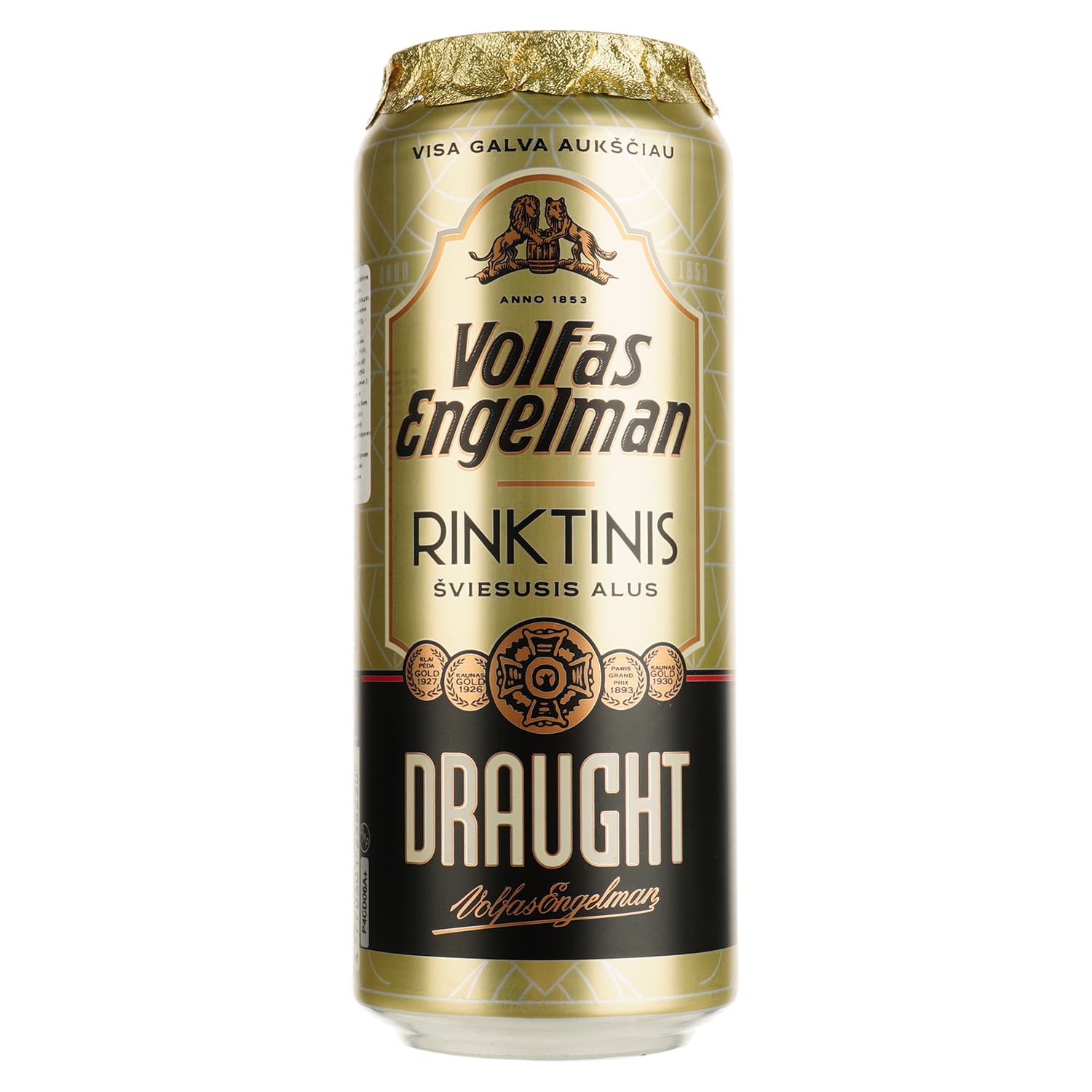 Пиво Volfas Engelman Rinktinis Draught світле 5.2% 0.5 л з/б