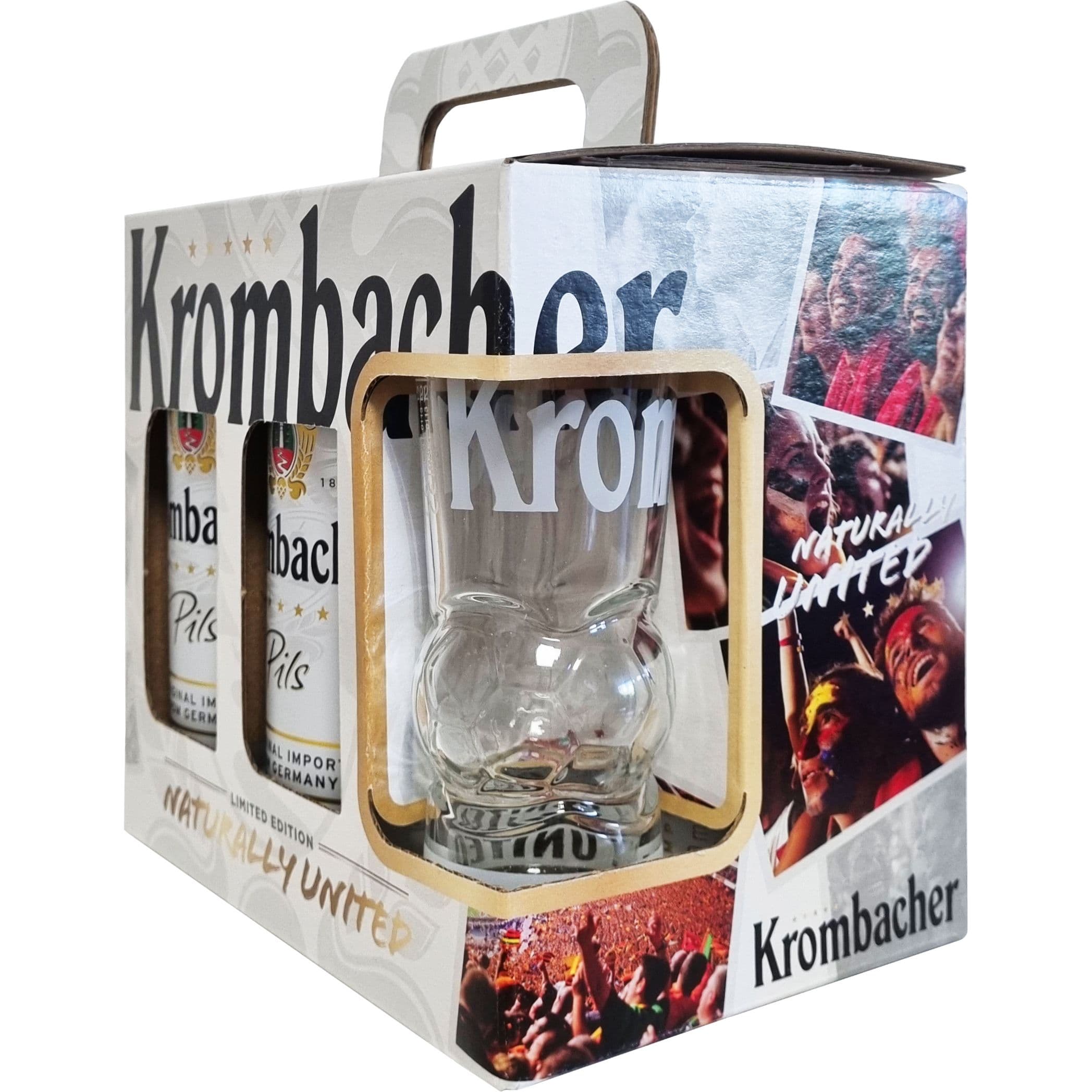 Набiр пива Krombacher Pils світле 4.8% 2.5 л (5 шт. x 0.5 л) з/б + келих
