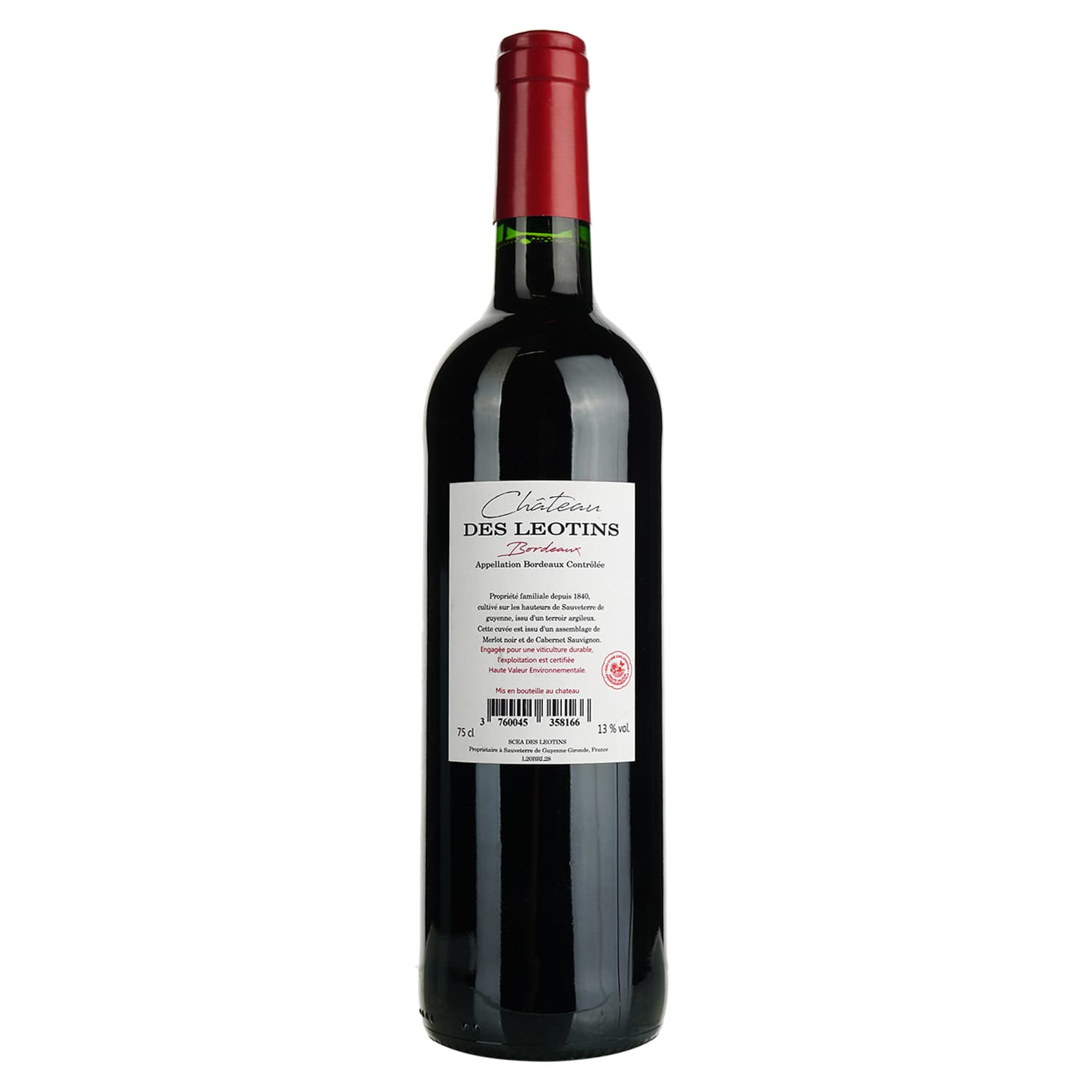 Вино Chateau Des Leotins AOP Bordeaux, червоне, сухе, 0,75 л (917818)