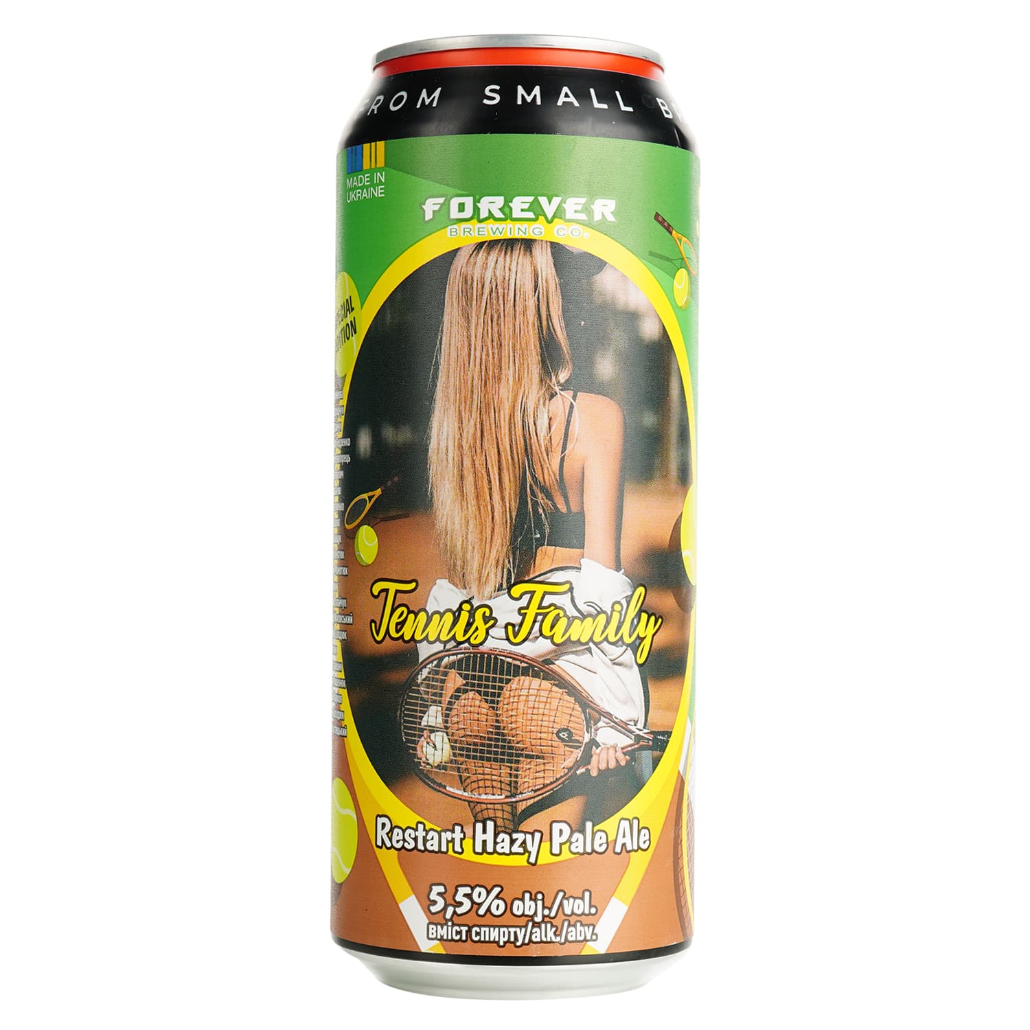 Пиво Forever Tennis Family Restart Hazy Pale Ale світле нефільтроване 5.5% 0.5 з/б