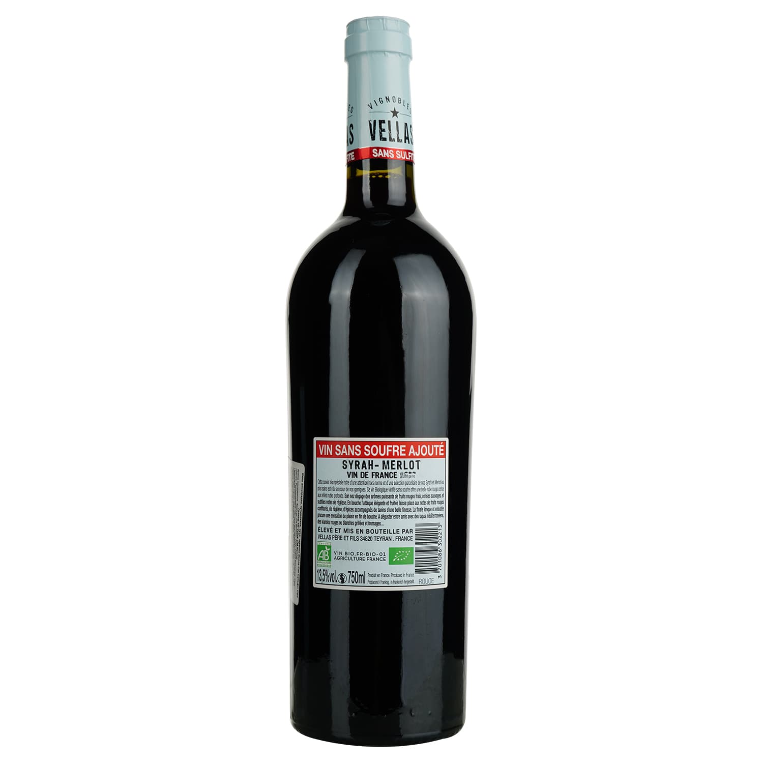Вино Vellas Sans Sulfite Syrah Grenache Bio Vin de France червоне сухе 0.75 л