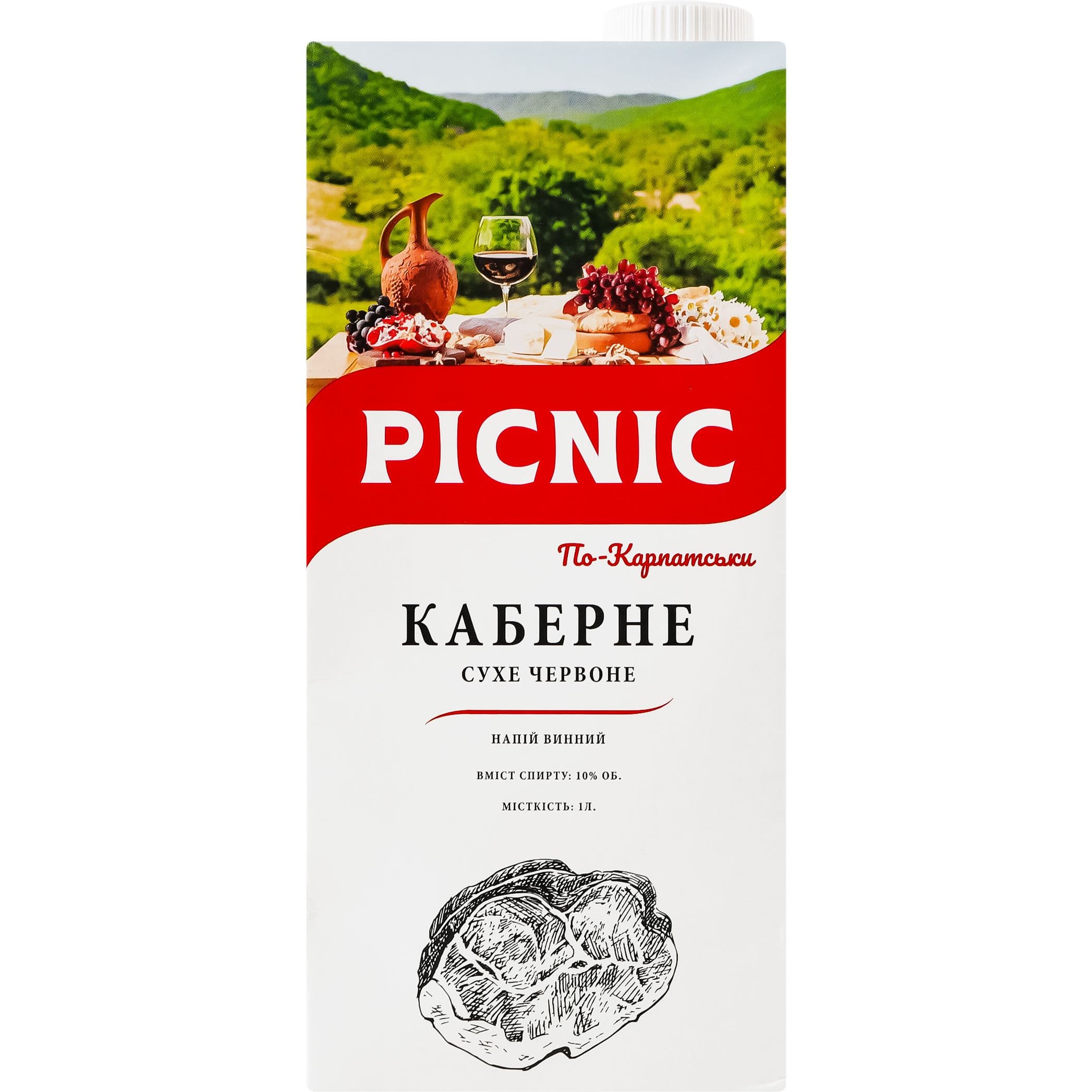 Напій винний Picnic Каберне по Карпатськи червоне сухе 1 л