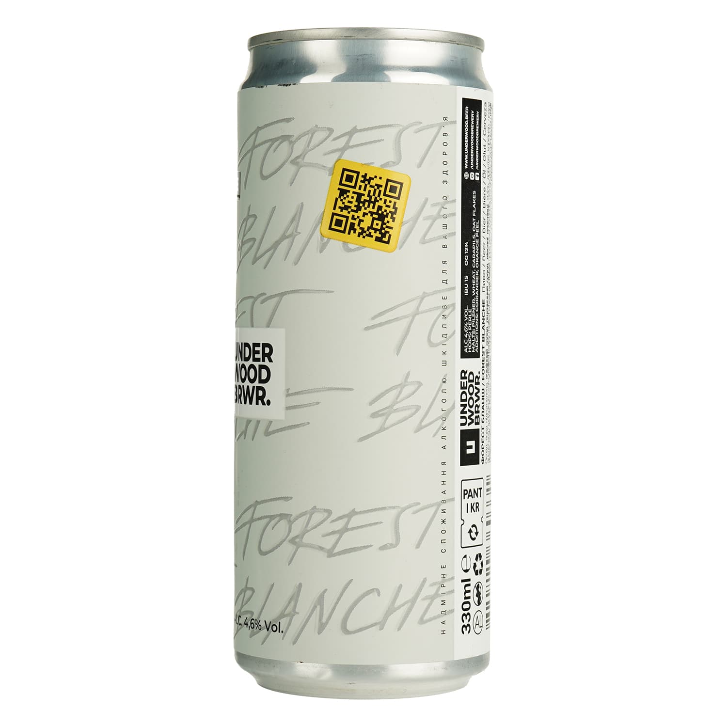 Пиво Underwood Brewery Forest Blanche, світле, нефільтроване, 4,6%, з/б, 0,33 л (870723)