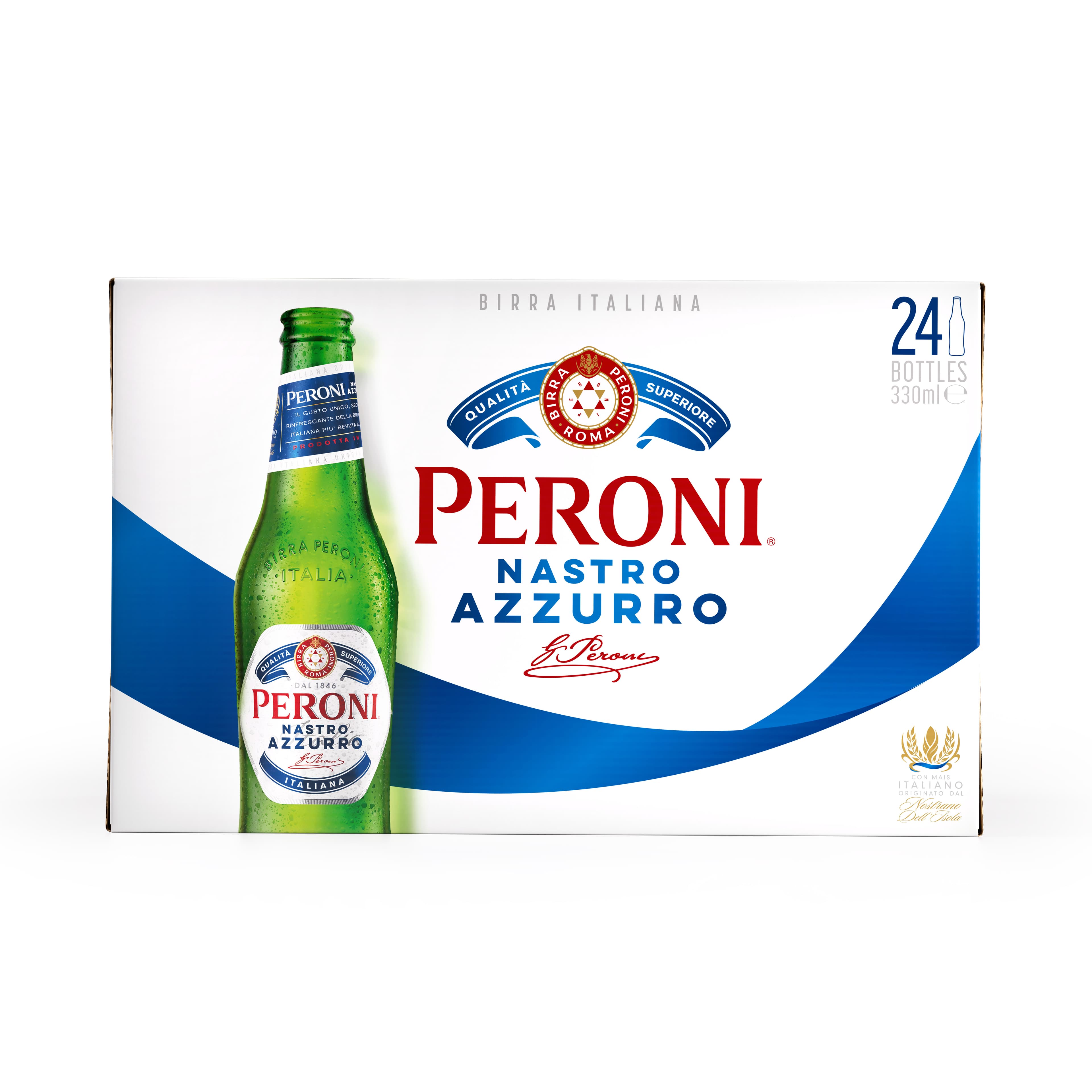 Упаковка пива Peroni Nastro Azzurro 5.1% 7.92 л (0.33 л x 24 шт.)