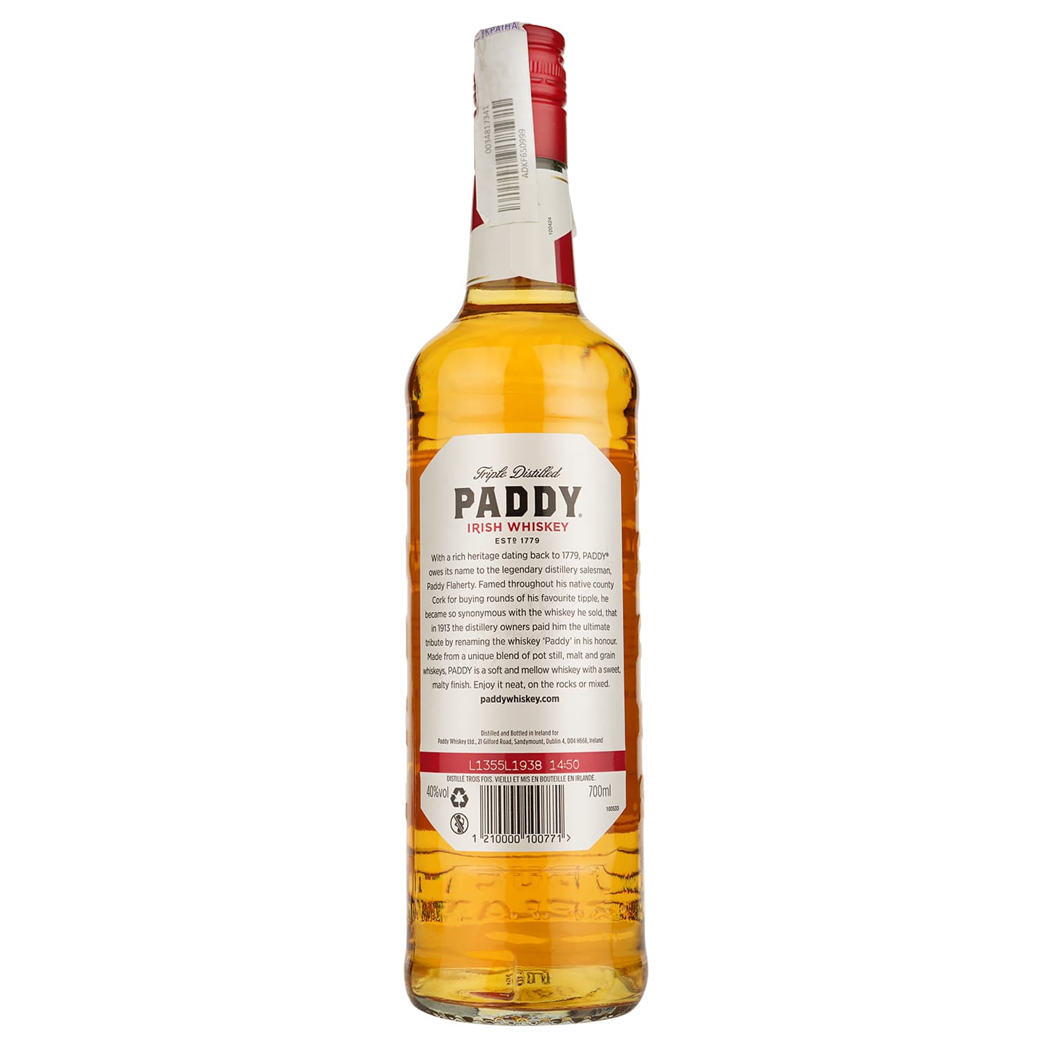 Віскі Paddy Irish Whiskey 40% 0.7 л