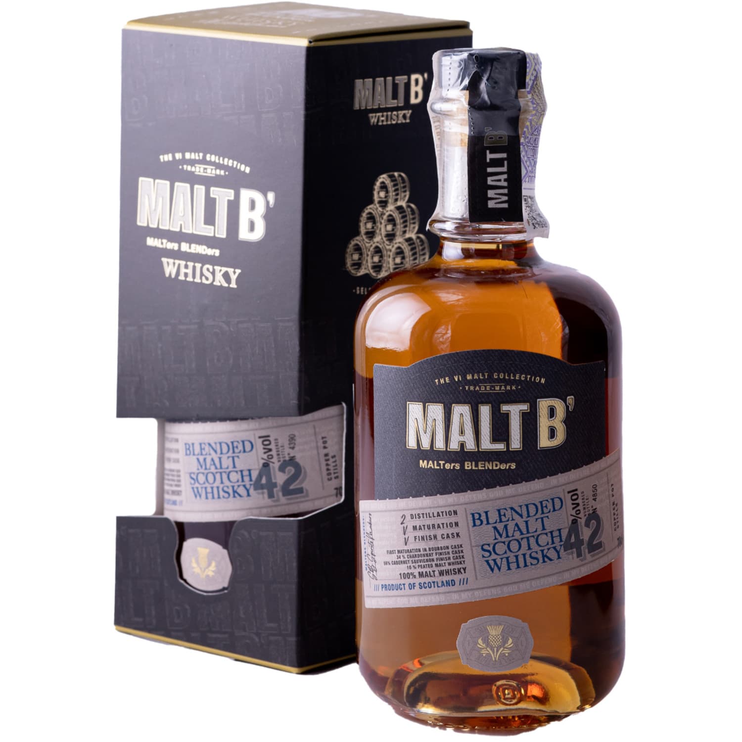 Віскі Malt B Scotch 42% 0.7 л у подарунковій упаковці (8425027004015)