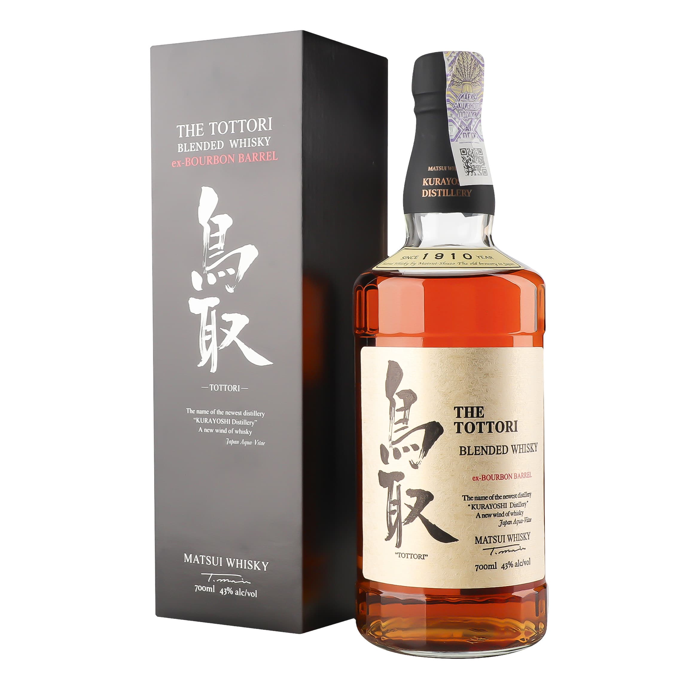 Віскі The Tottori Bourbon Barrel Blended Japanese Whisky, в подарунковій упаковці, 43%, 0,7 л