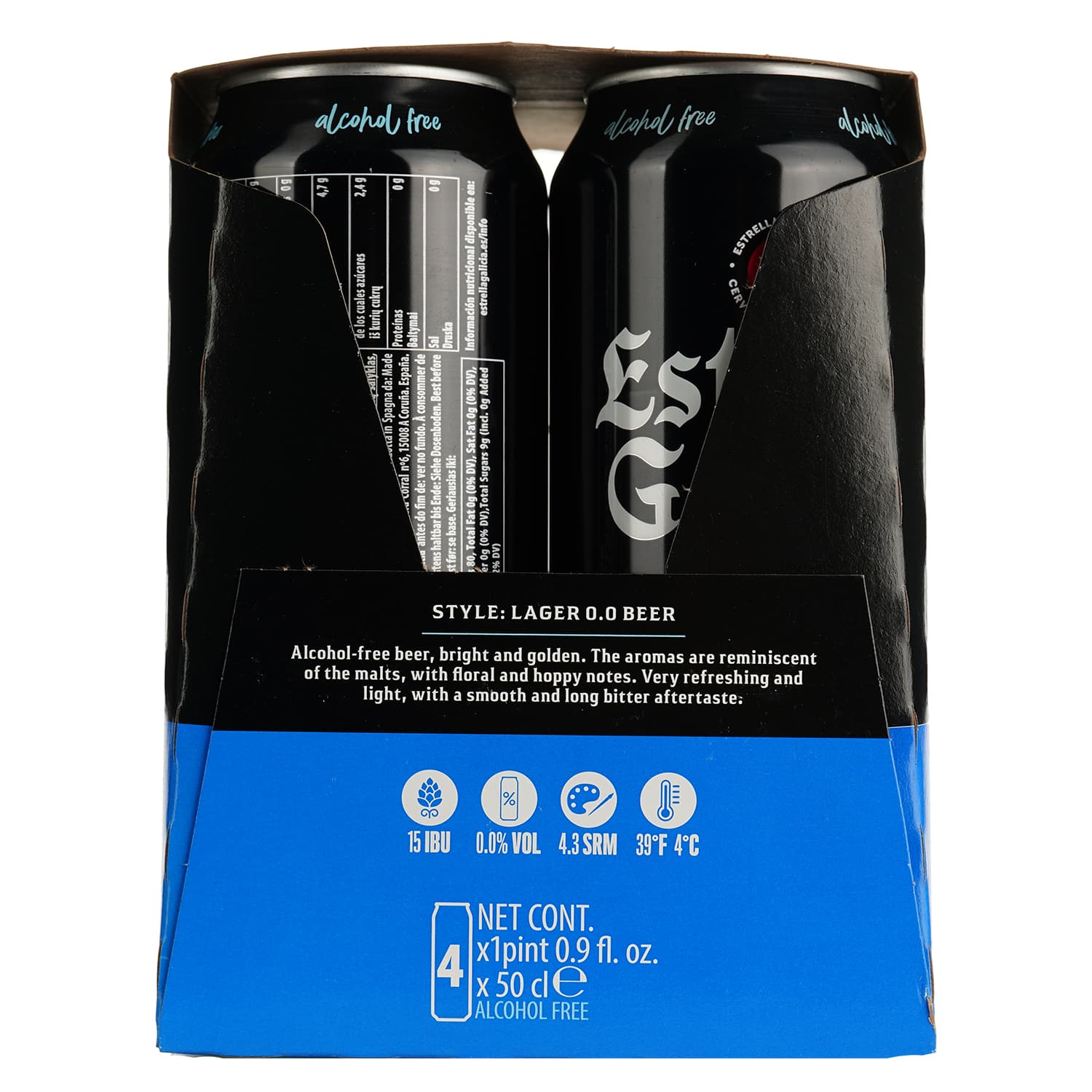 Набір упаковка пива Estrella Galicia Especial безалкогольне світле 0.0% 2 л (0.5 л з/б x 4 шт.)