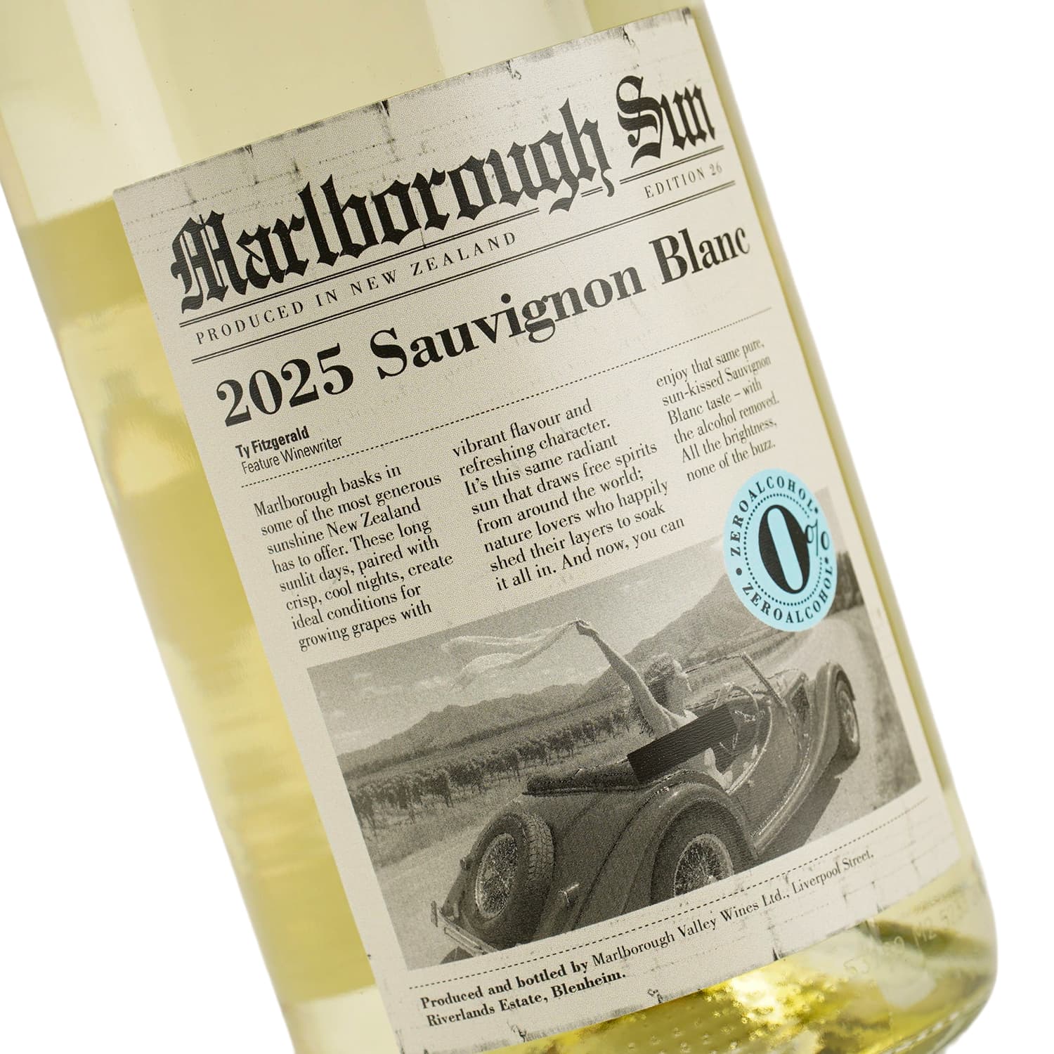 Вино деалкоголізоване напівcухе біле Совіньйон Блан Marlborough Sun 0% 0.75 л
