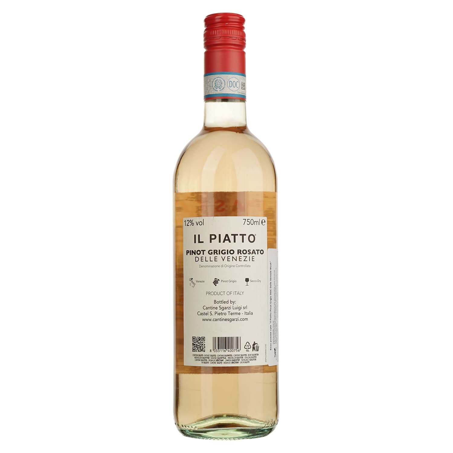 Вино Il Piatto Pinot Grigio DOC Delle Venezie Blush рожеве сухе 0.75 л