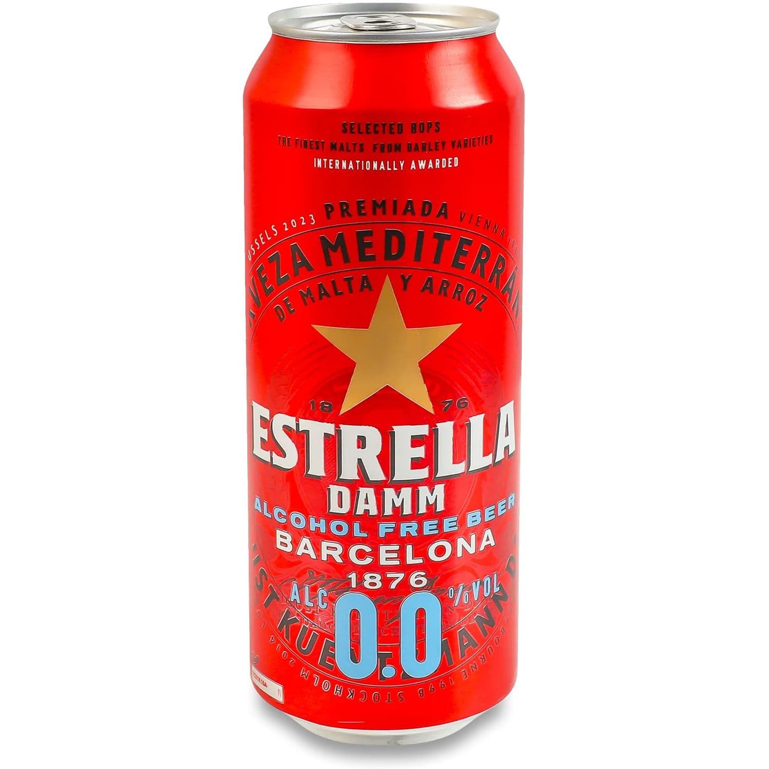 Пиво Estrella Damm Alcohol Free світле безалкогольне з/б 0.5л
