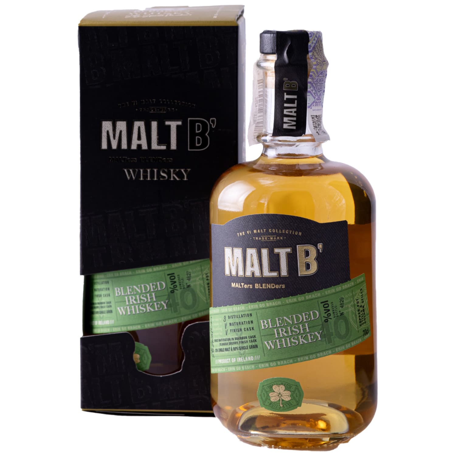 Віскі Malt B Irish 40% 0.7 л у подарунковій упаковці (8425027004039)