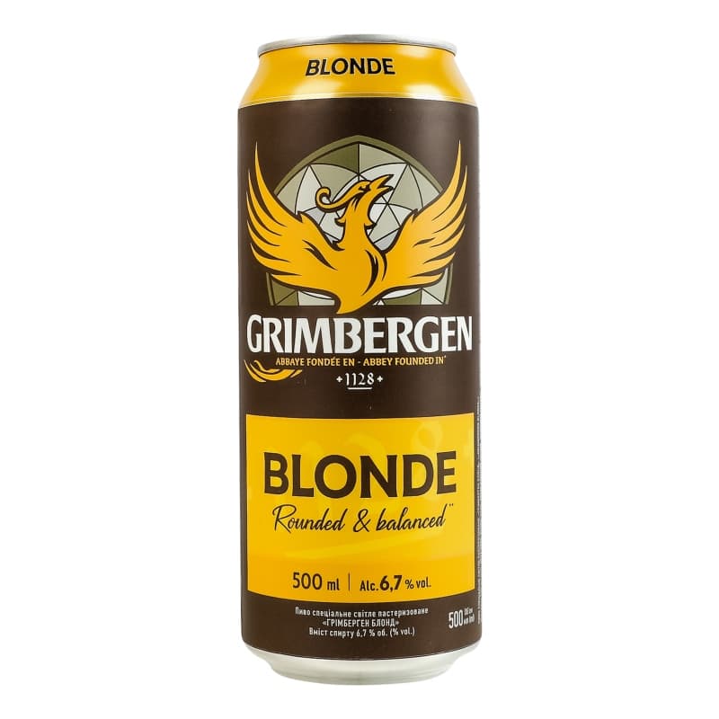 Пиво Grimbergen Blonde, світле 6.7%, з/б, 0,5 л